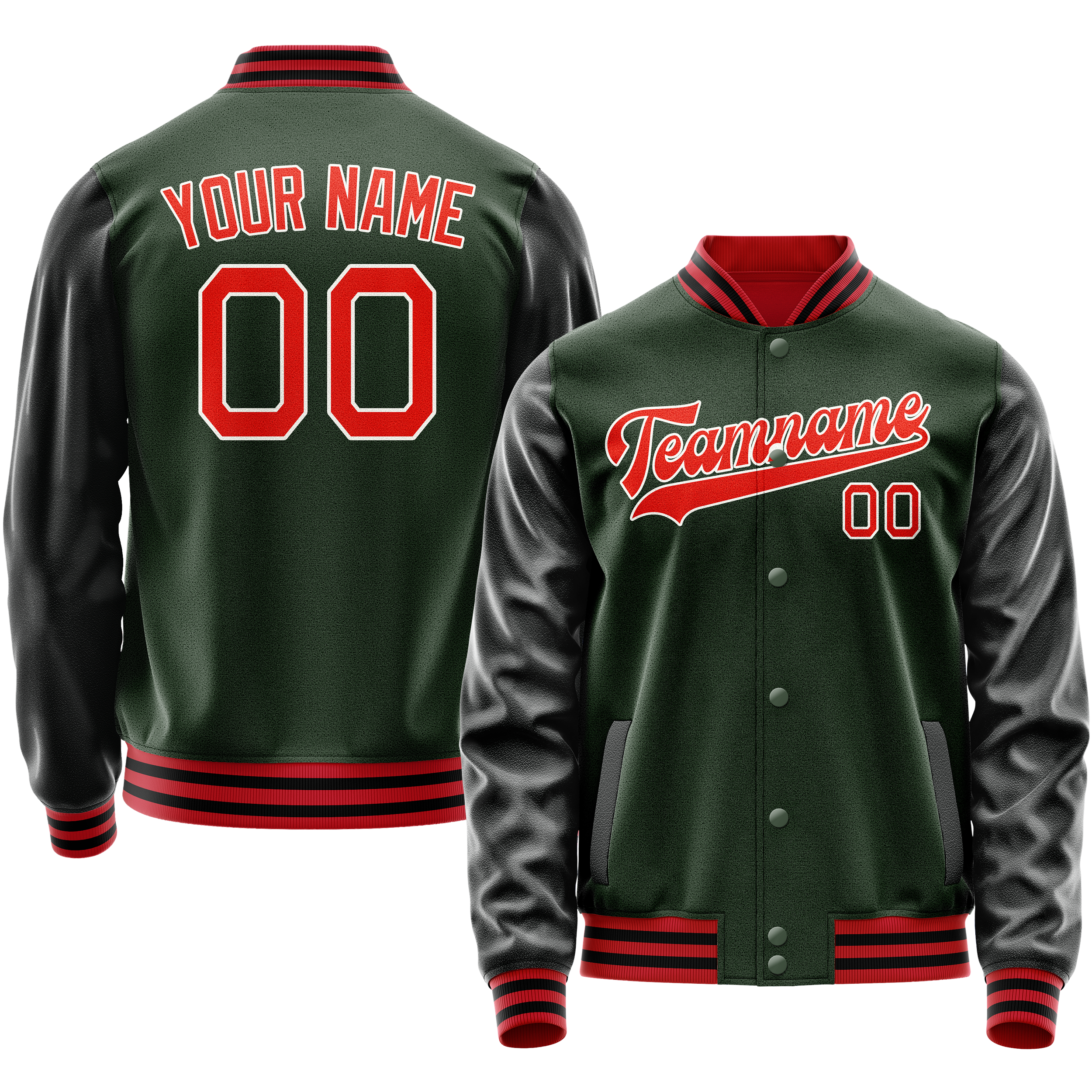 Maßgeschneidertes Grün Orange Collegejacke JA02240617JG201