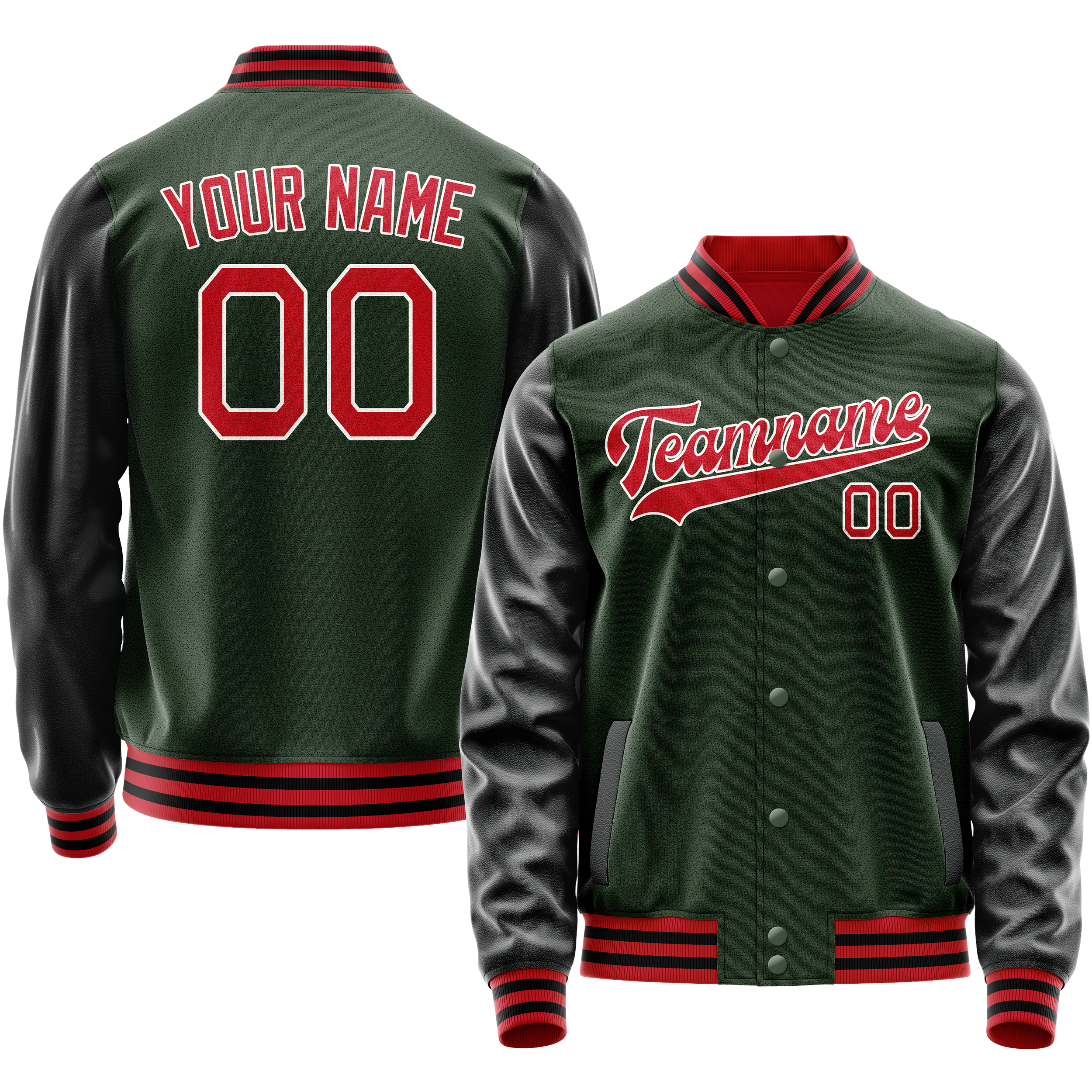 Maßgeschneidertes Grün Orange Collegejacke JA02240617JG203