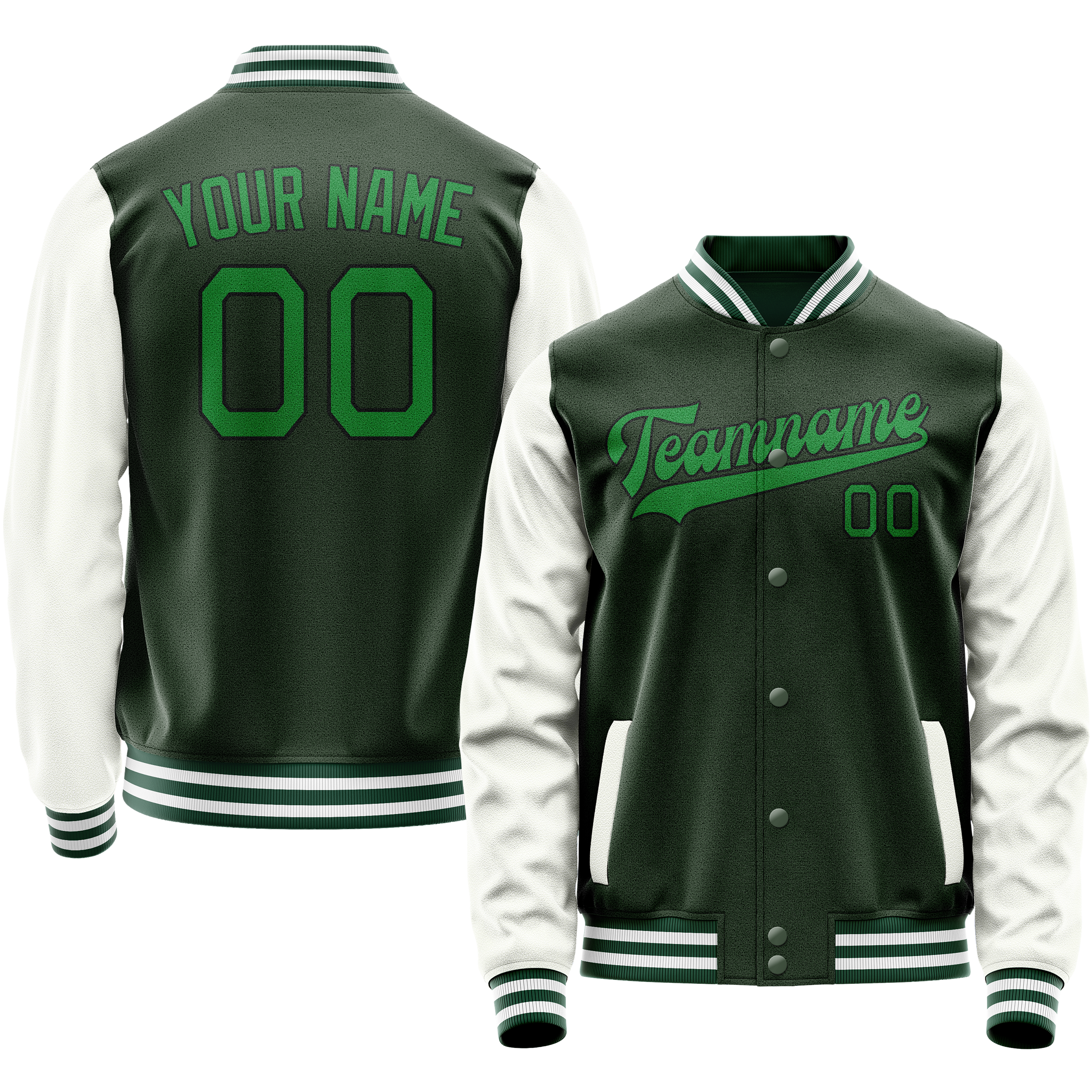Maßgeschneidertes Grün Weiß Collegejacke JA02240617JG189