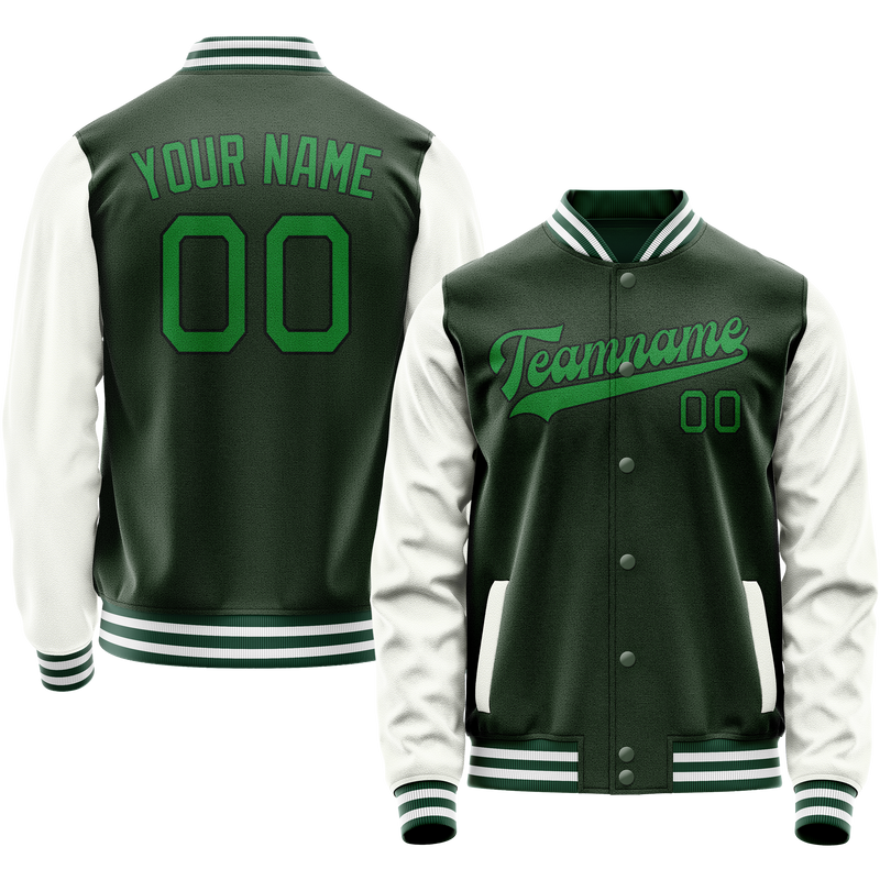 Maßgeschneidertes Grün Weiß Collegejacke JA02240617JG189