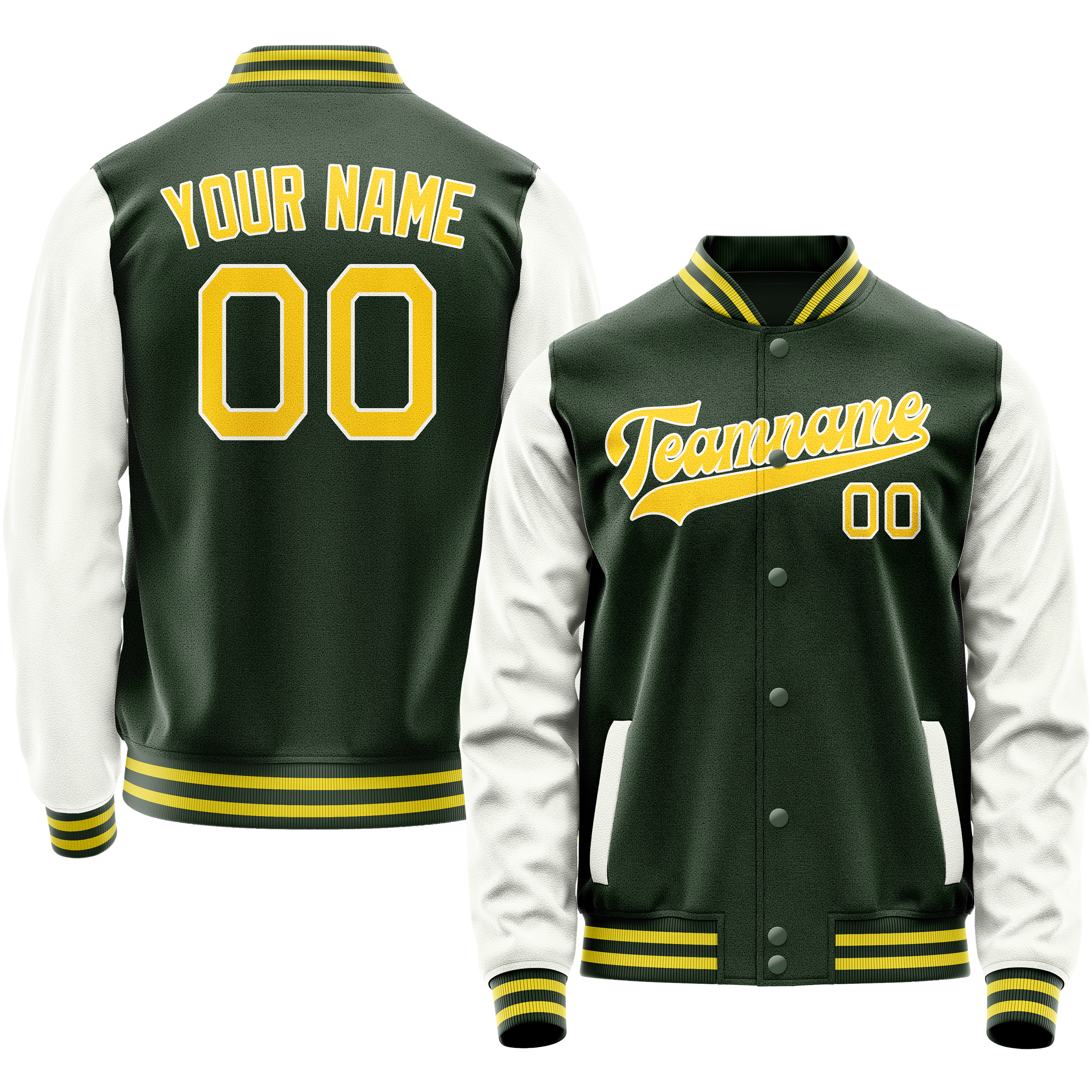Maßgeschneidertes Grün Weiß Collegejacke JA02240617JG204