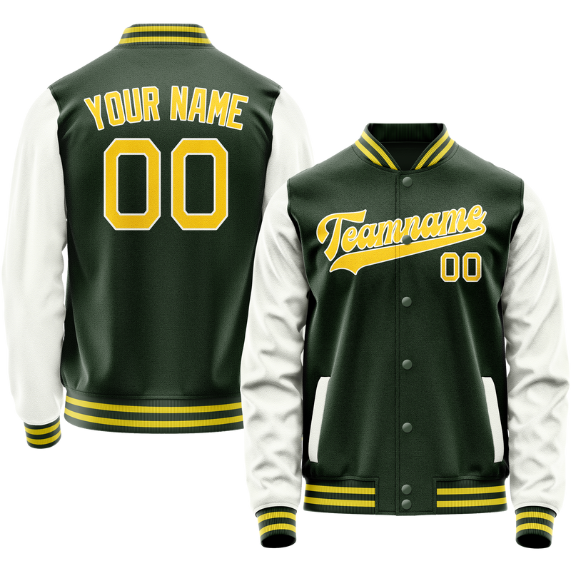 Maßgeschneidertes Grün Weiß Collegejacke JA02240617JG204
