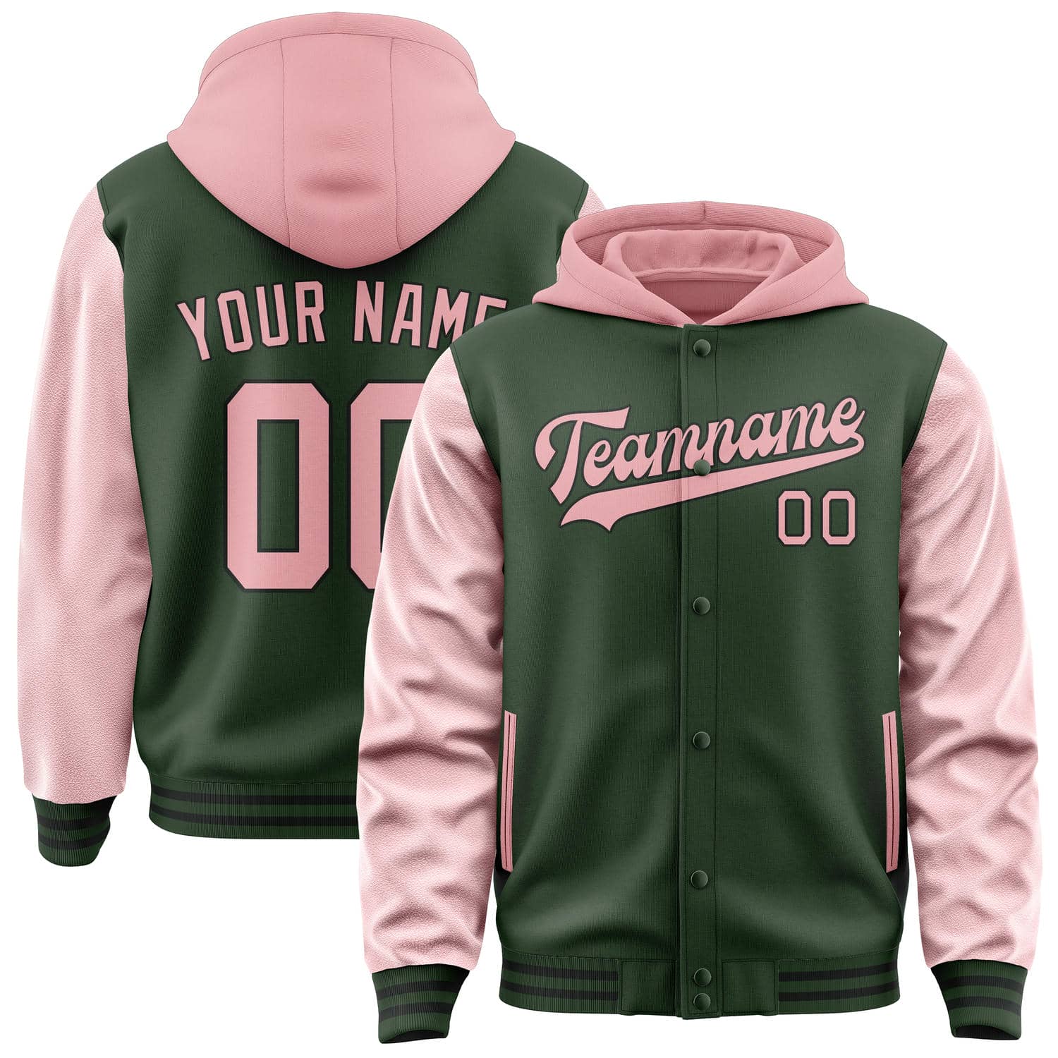 Maßgeschneidertes Tannengrün Rosa Jacke JA060621061717212117