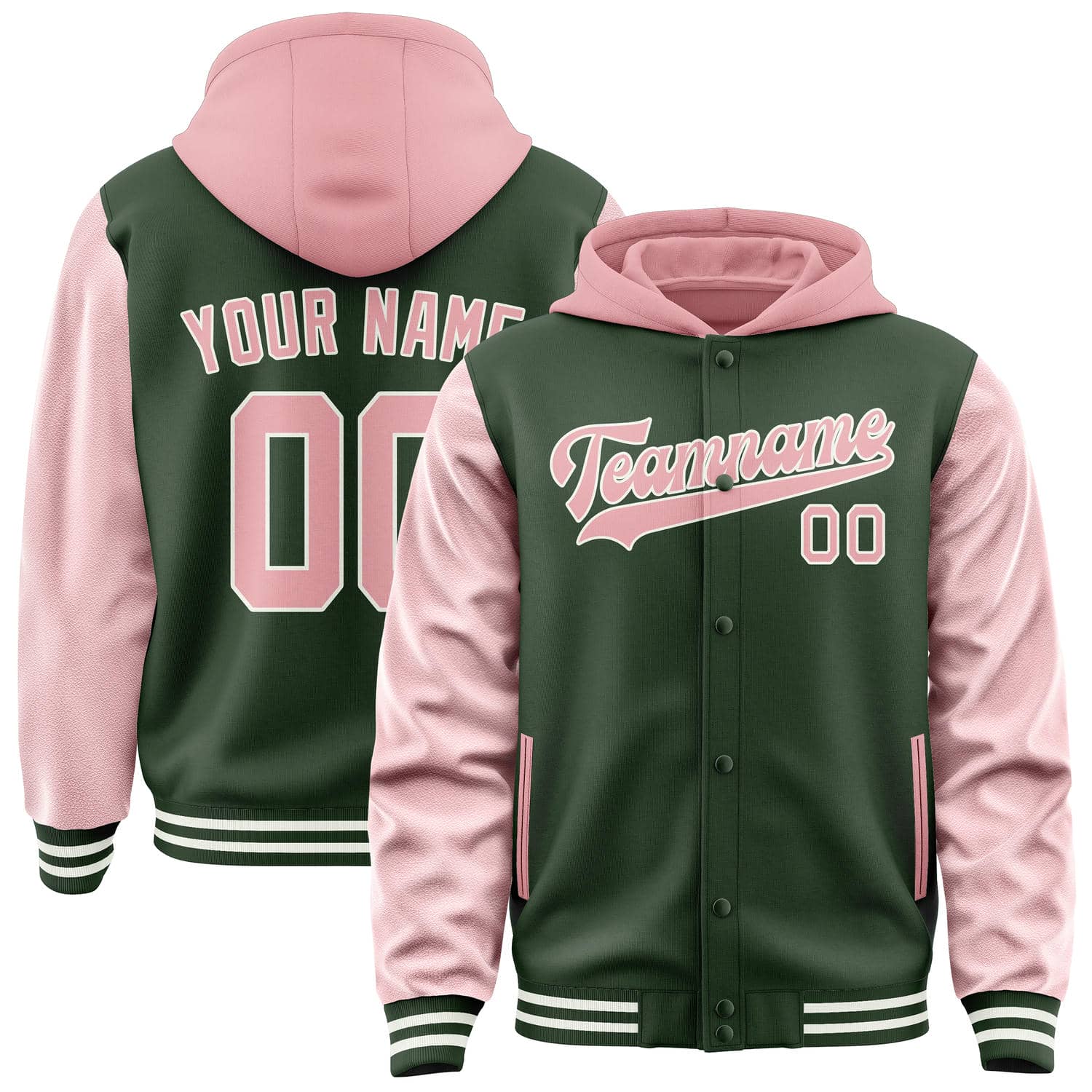 Maßgeschneidertes Tannengrün Rosa Jacke JA060621061818212118