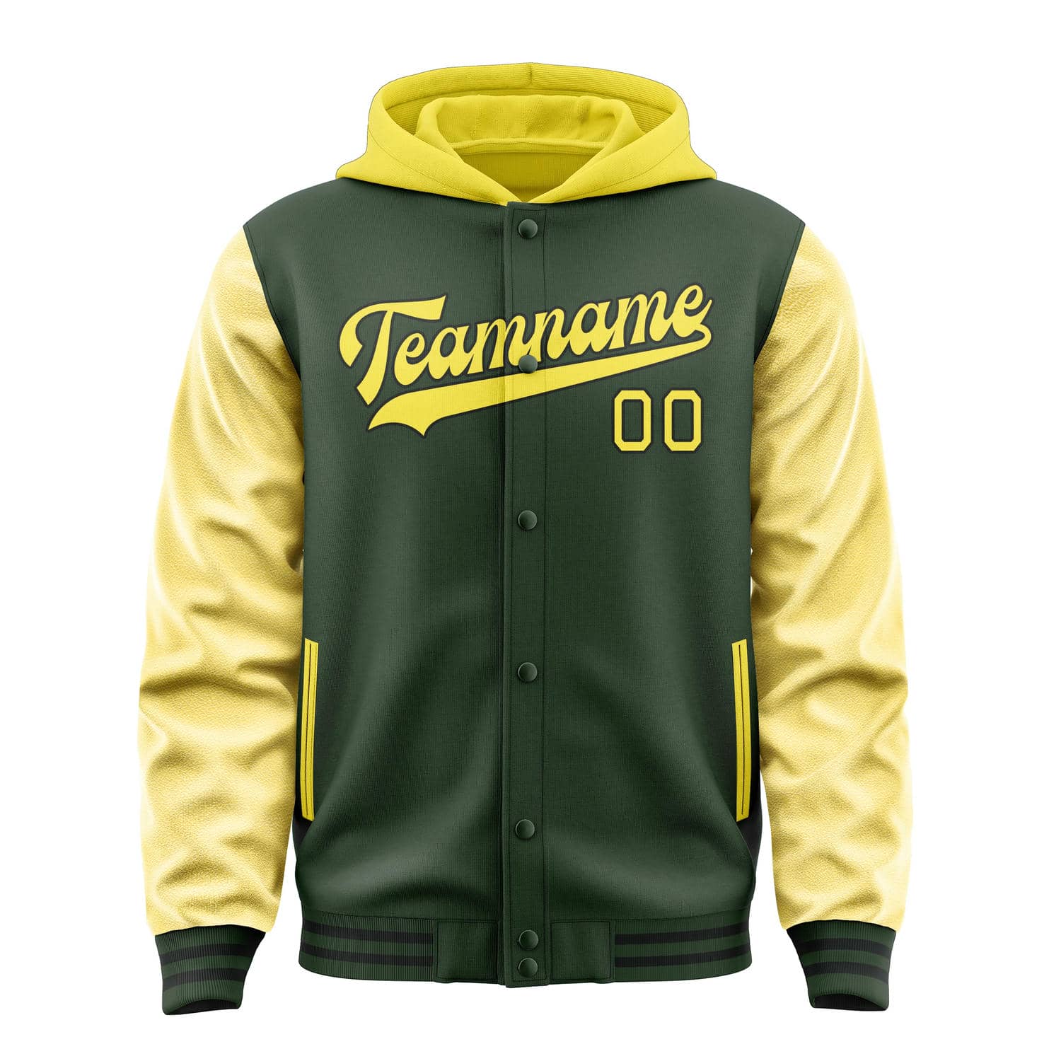 Maßgeschneidertes Tannengrün Blassgelb Jacke
