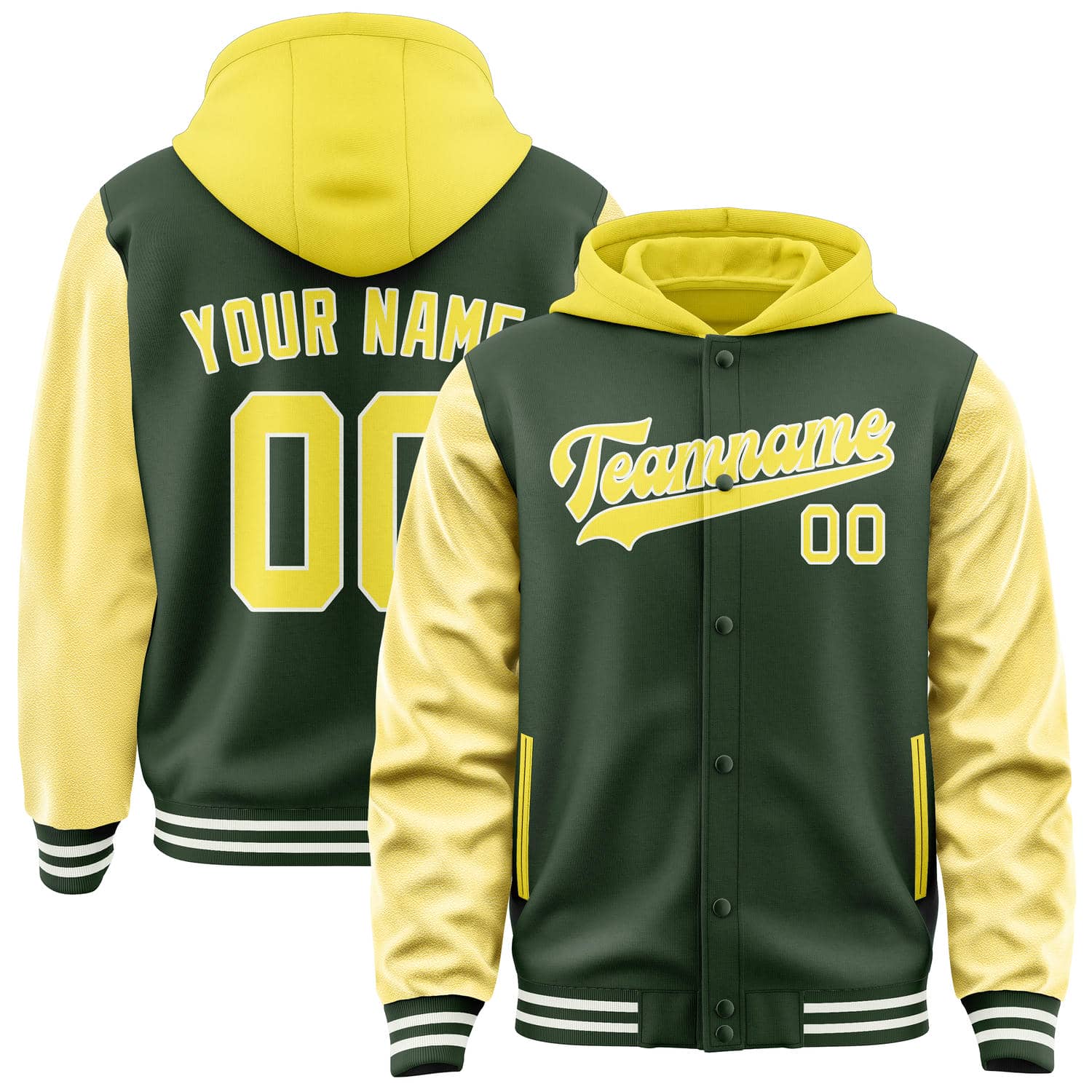 Maßgeschneidertes Tannengrün Blassgelb Jacke JA060626061818262618