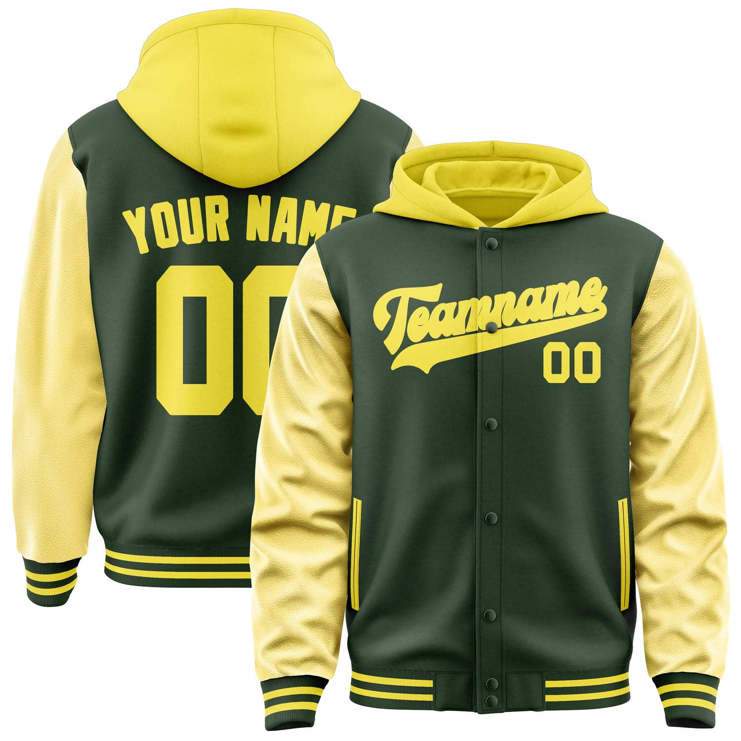 Maßgeschneidertes Tannengrün Blassgelb Jacke JA060626062617262617