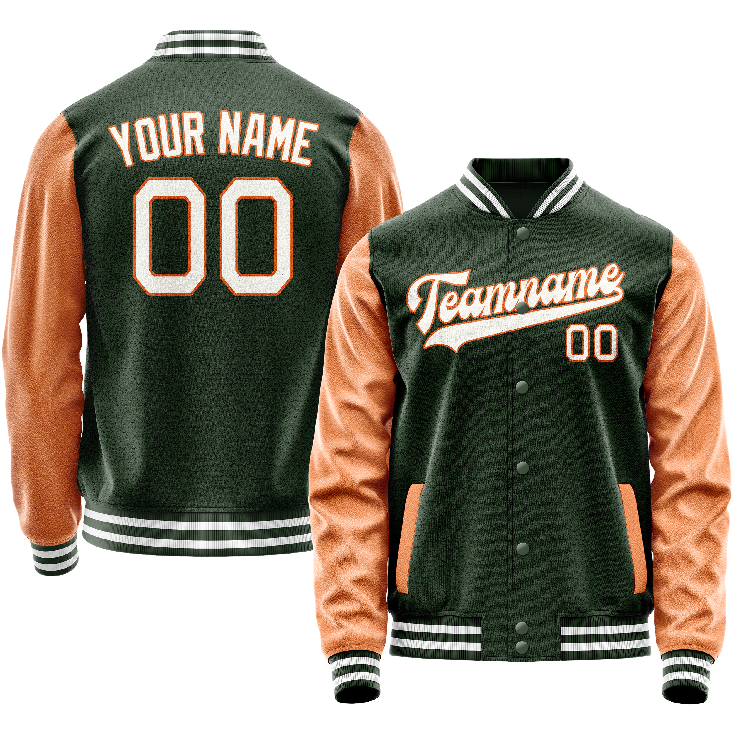 Maßgeschneidertes Grün Orange Collegejacke JA02240617JG198
