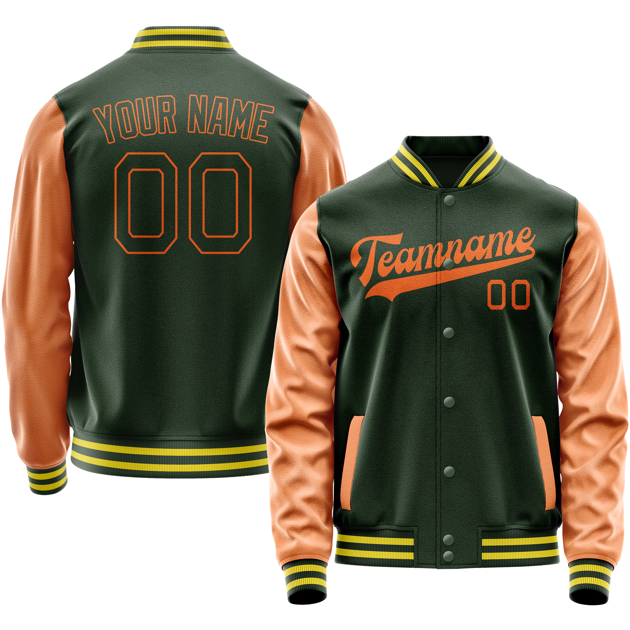 Maßgeschneidertes Grün Orange Collegejacke JA02240617JG182
