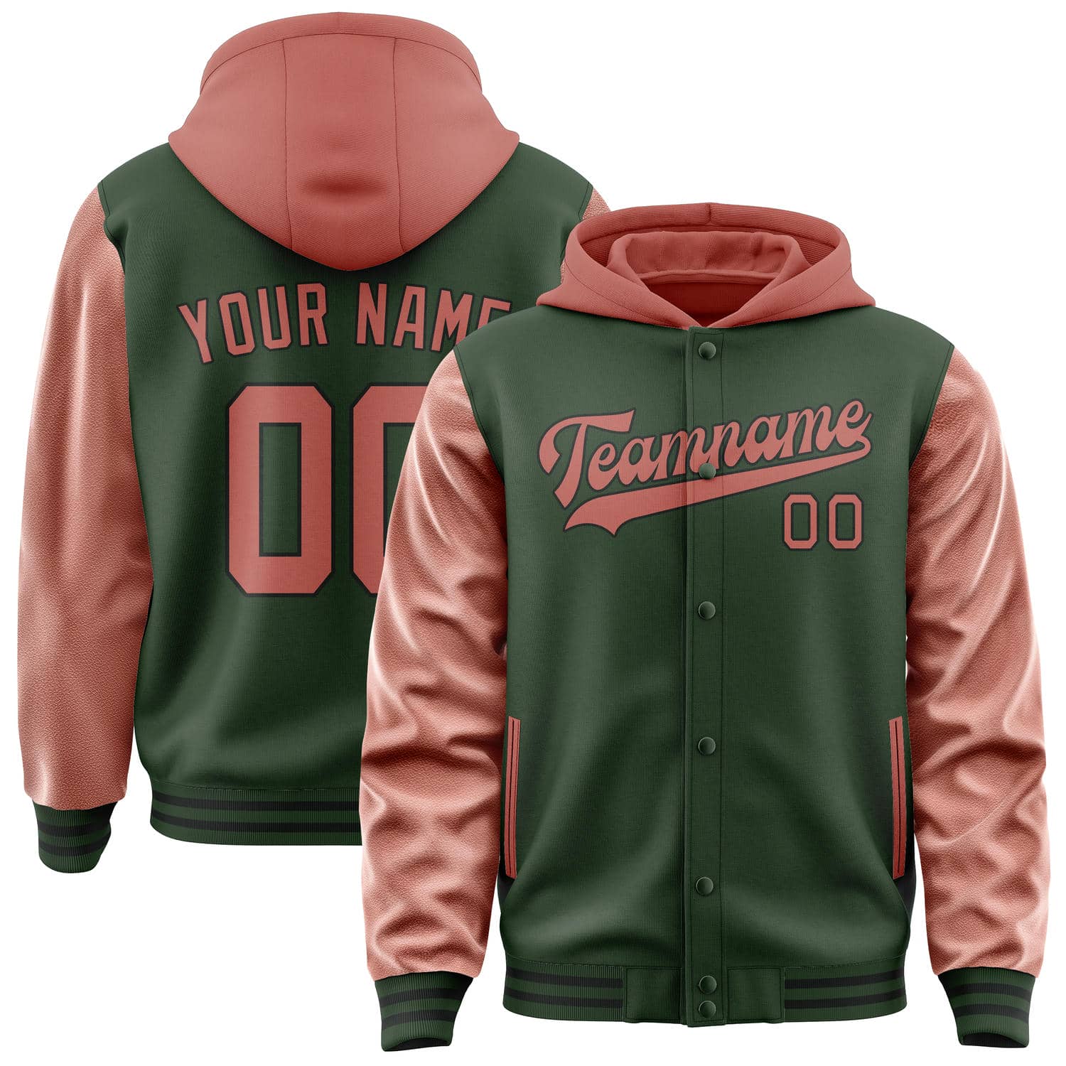 Maßgeschneidertes Tannengrün Kupferrose Jacke JA060629061717292917