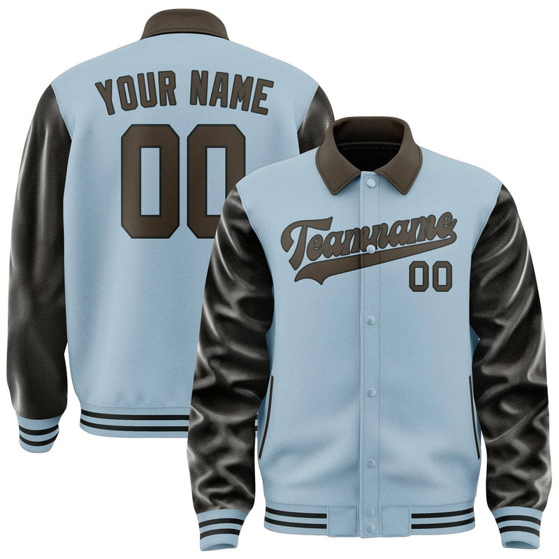 Maßgeschneidertes Hellblau Braun Jacke JA080801081717010117