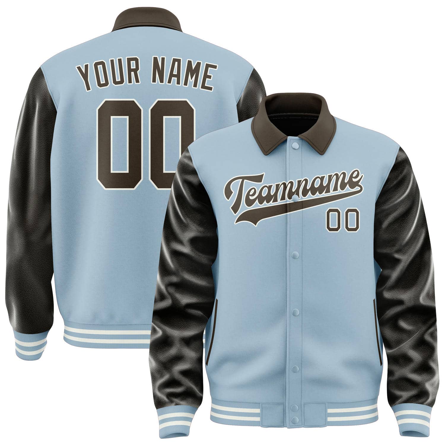 Maßgeschneidertes Hellblau Braun Jacke JA080801081818010118