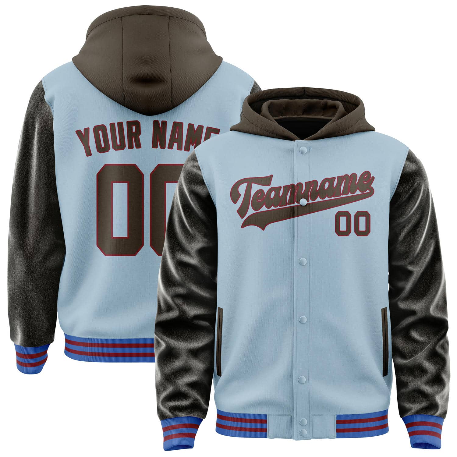 Maßgeschneidertes Hellblau Braun Jacke JA080801091517010117