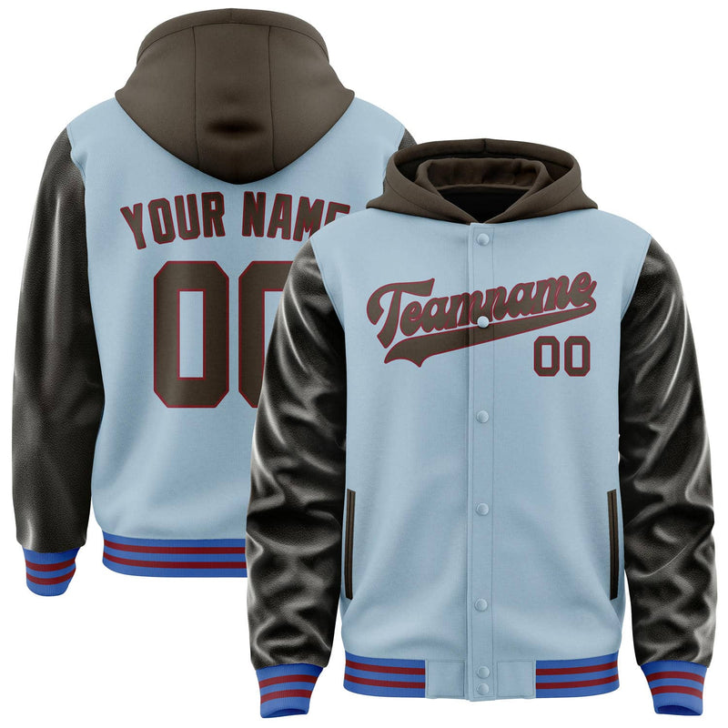 Maßgeschneidertes Hellblau Braun Jacke JA080801091517010117