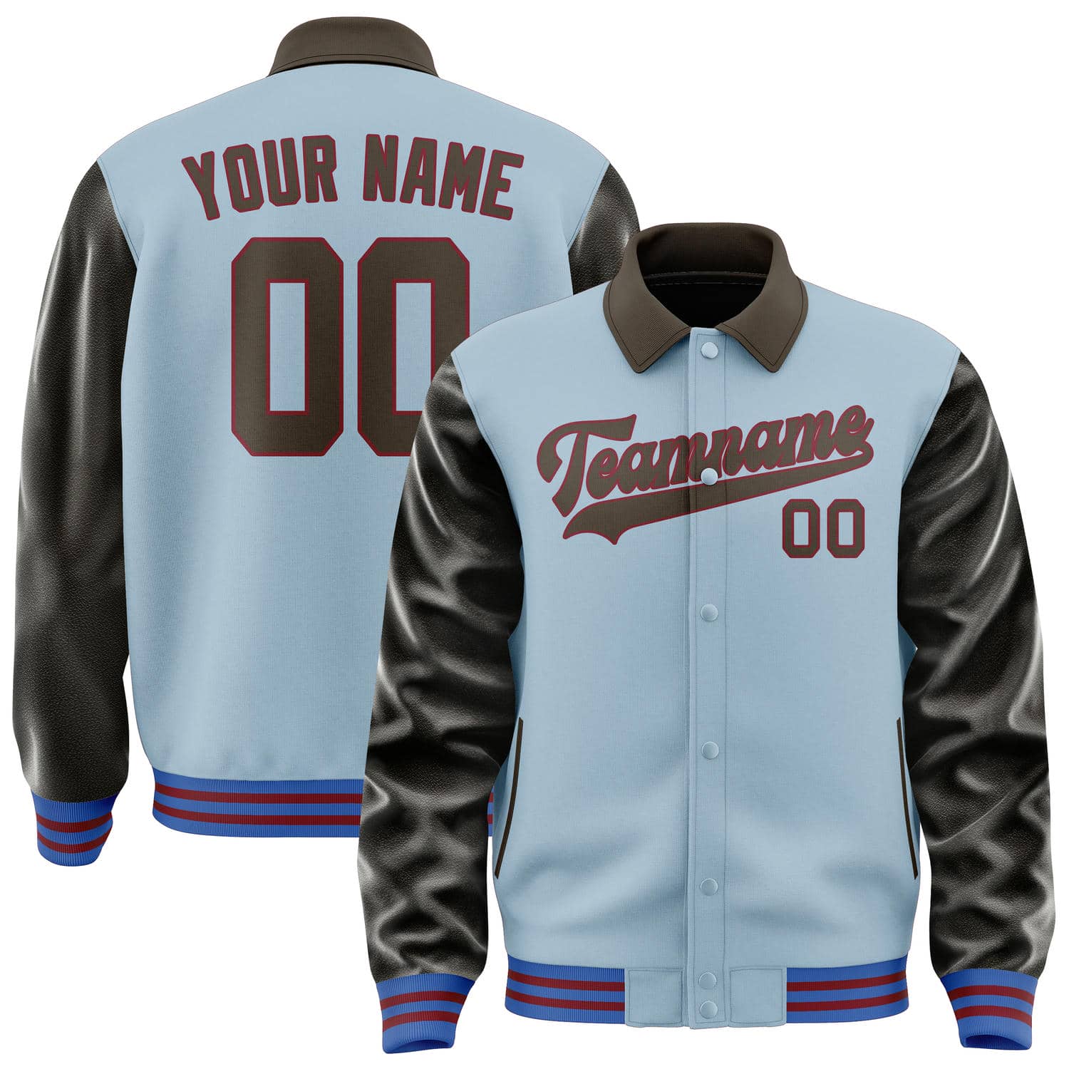 Maßgeschneidertes Hellblau Braun Jacke JA080801091517010117