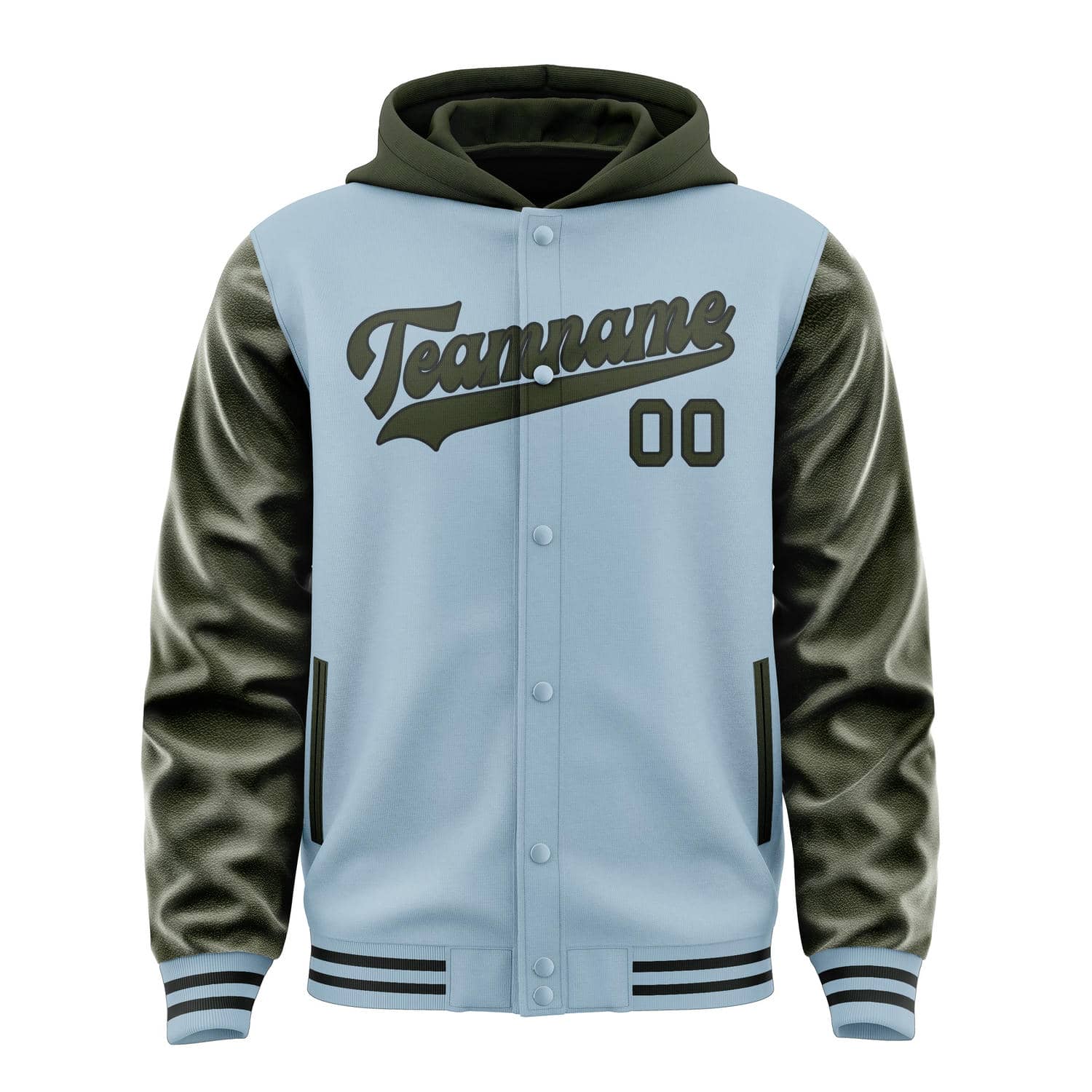 Maßgeschneidertes Hellblau Dunkles Oliv Jacke