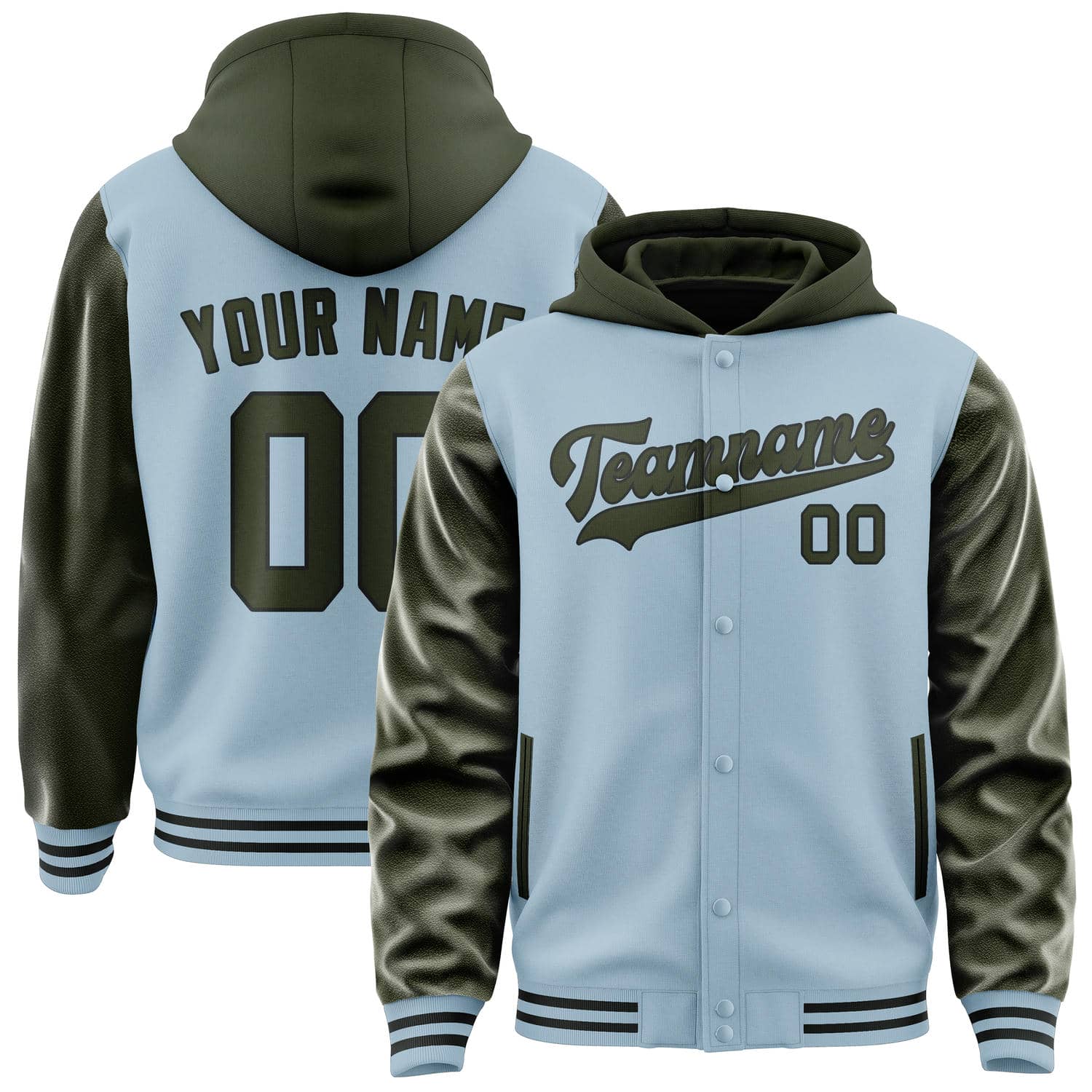 Maßgeschneidertes Hellblau Dunkles Oliv Jacke JA080802081717020217