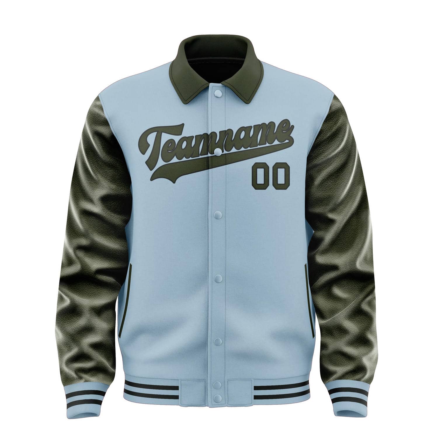 Maßgeschneidertes Hellblau Dunkles Oliv Jacke