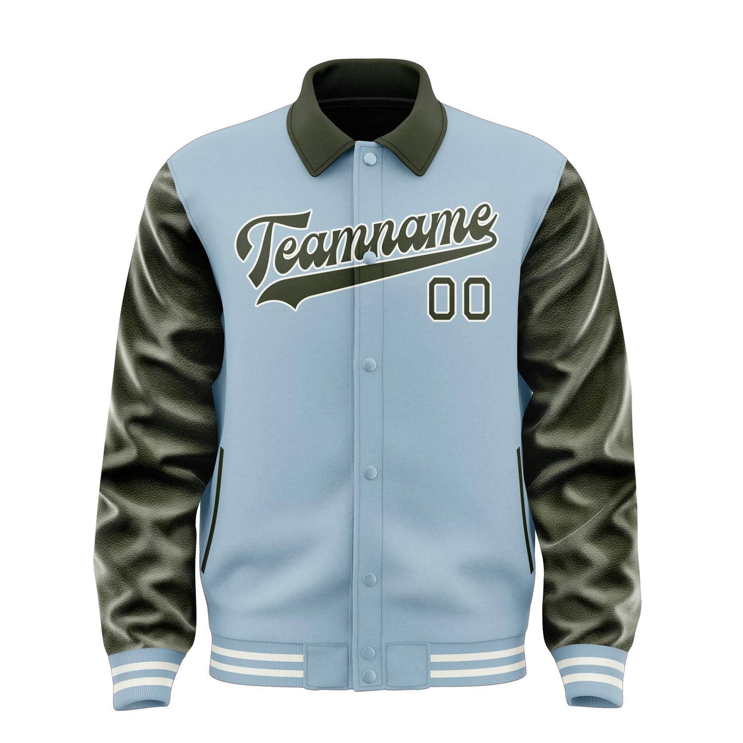 Maßgeschneidertes Hellblau Dunkles Oliv Jacke