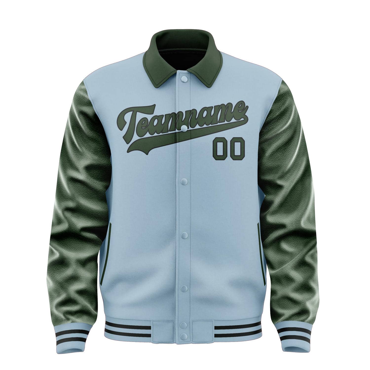 Maßgeschneidertes Hellblau Tannengrün Jacke