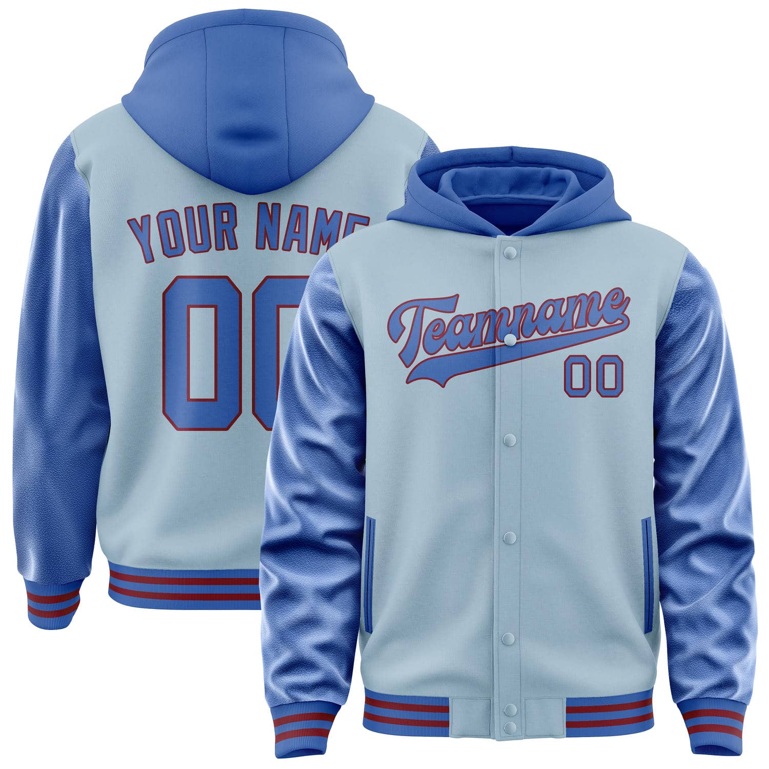 Maßgeschneidertes Hellblau Himmelblau Jacke