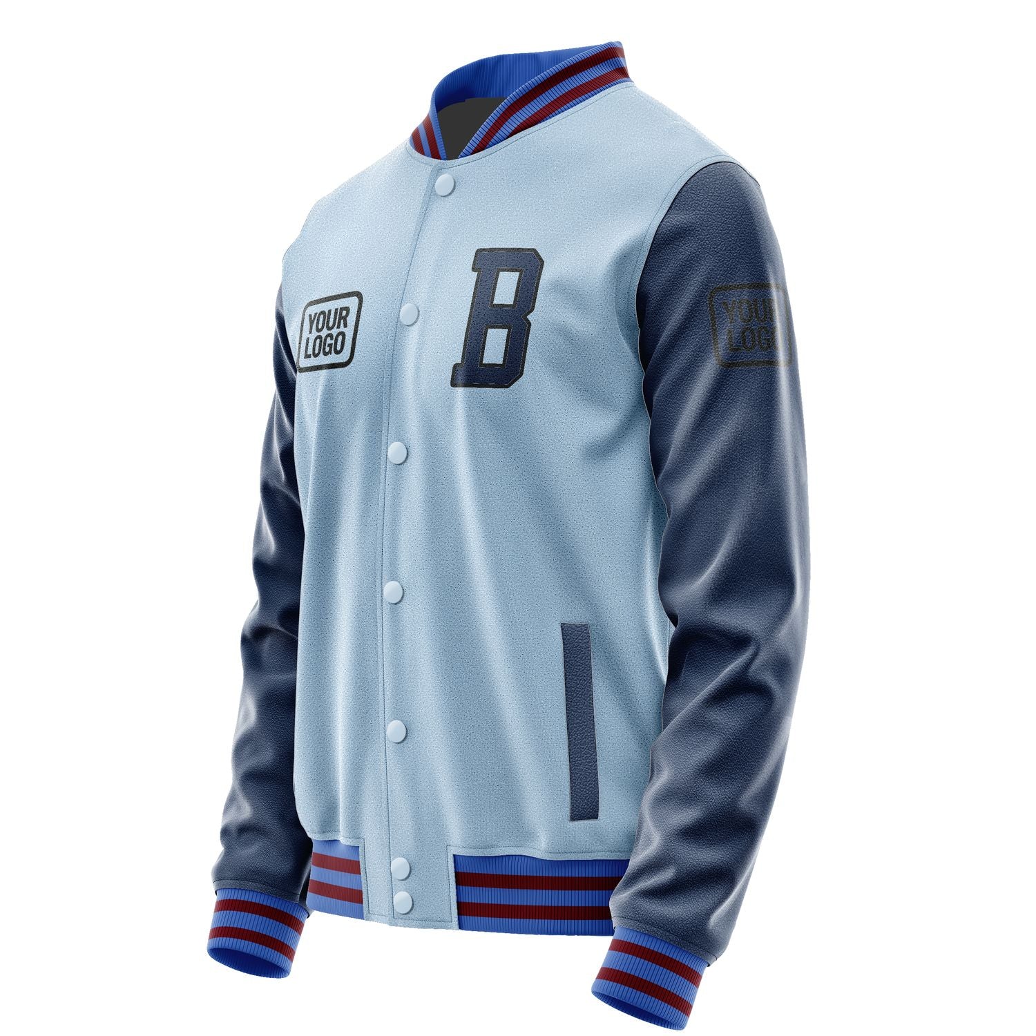 Maßgeschneidertes Hellblau Marineblau Jacke JA080810091517101017