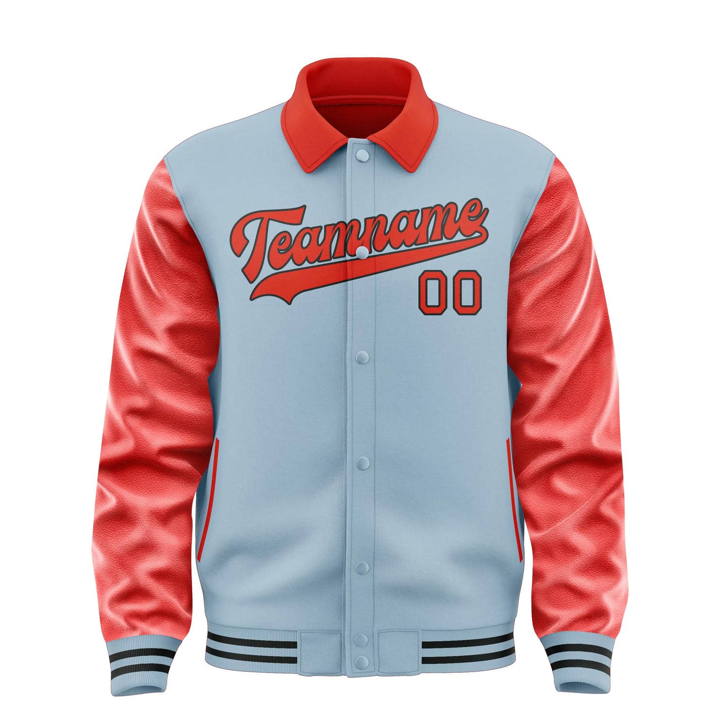 Maßgeschneidertes Hellblau Orangerot Jacke