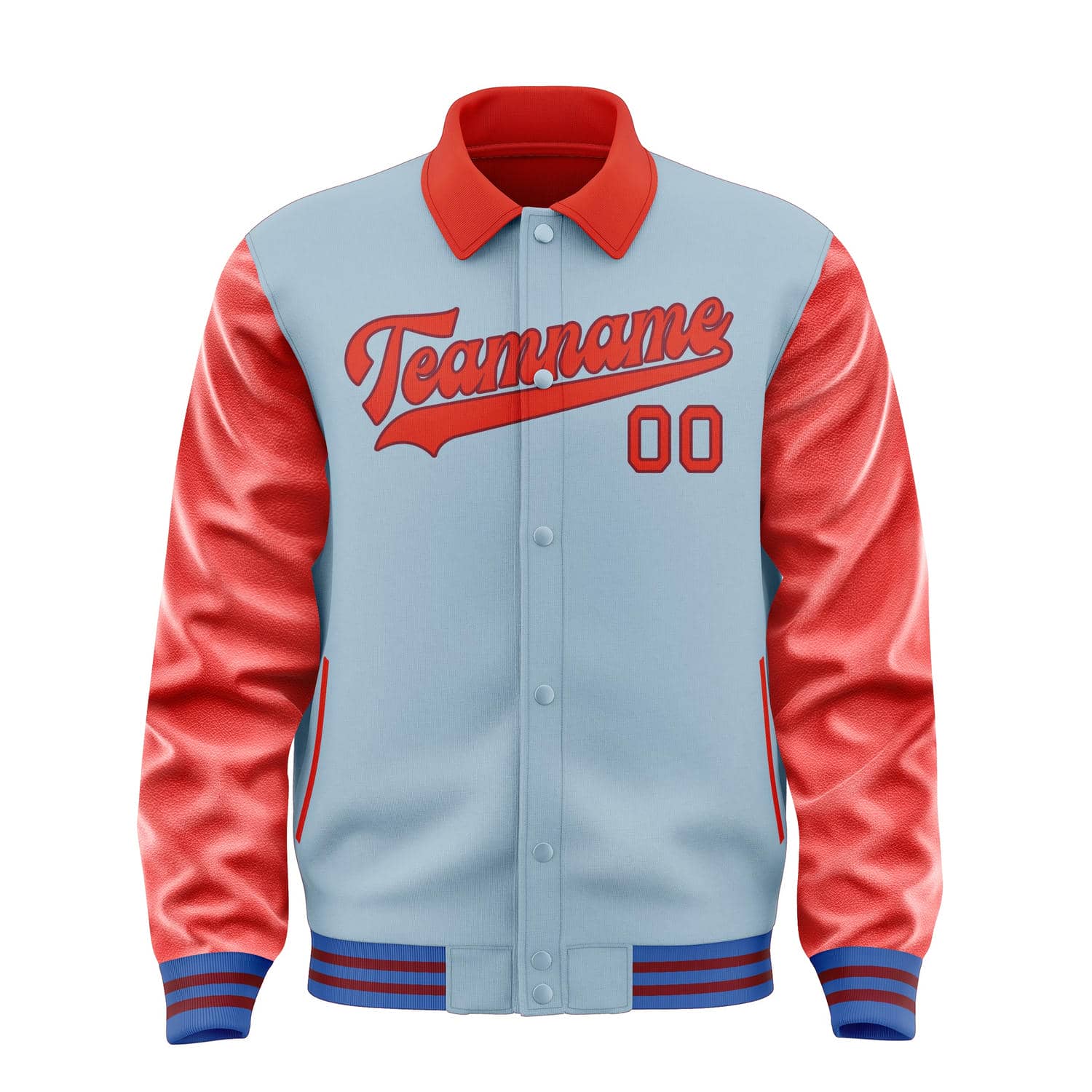 Maßgeschneidertes Hellblau Orangerot Jacke