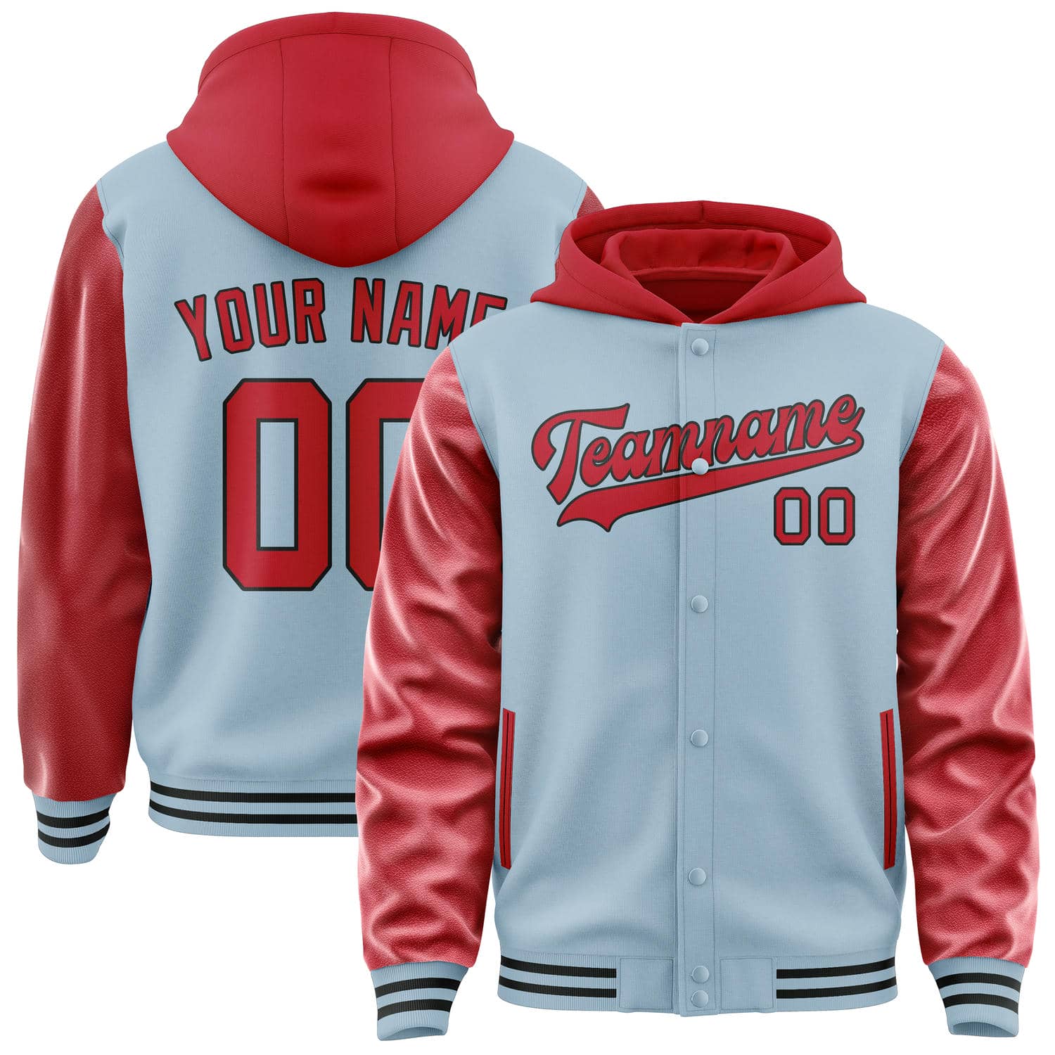 Maßgeschneidertes Hellblau Rot Jacke JA080814081717141417