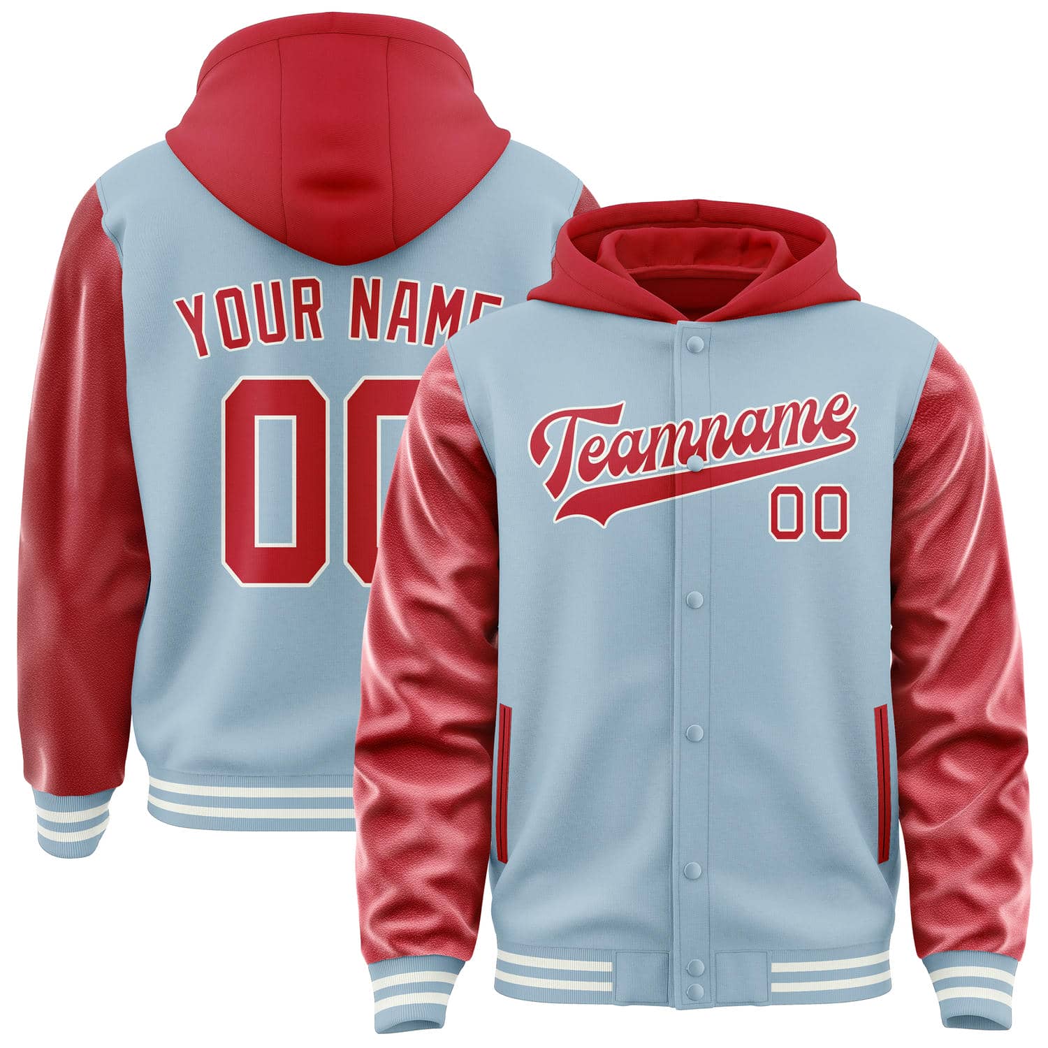 Maßgeschneidertes Hellblau Rot Jacke JA080814081818141418