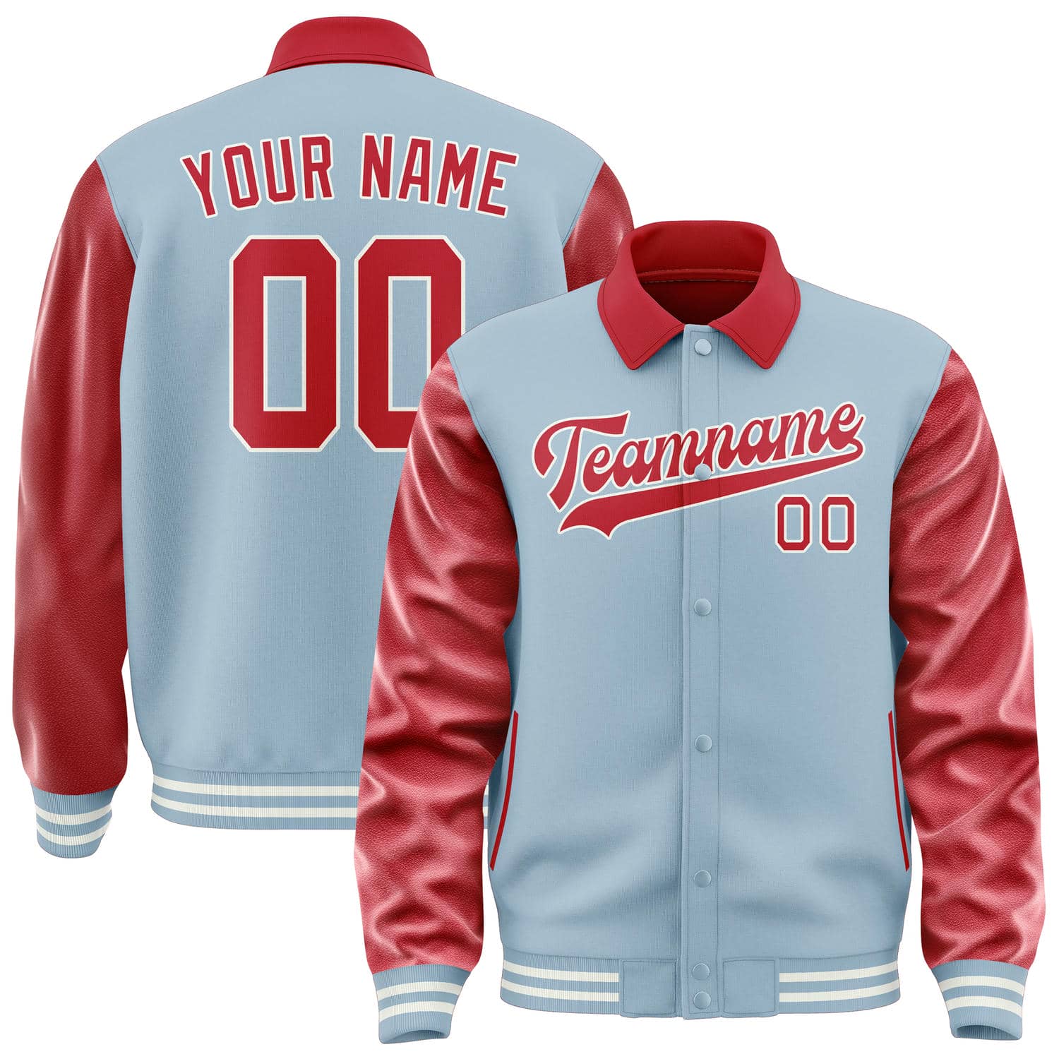 Maßgeschneidertes Hellblau Rot Jacke JA080814081818141418