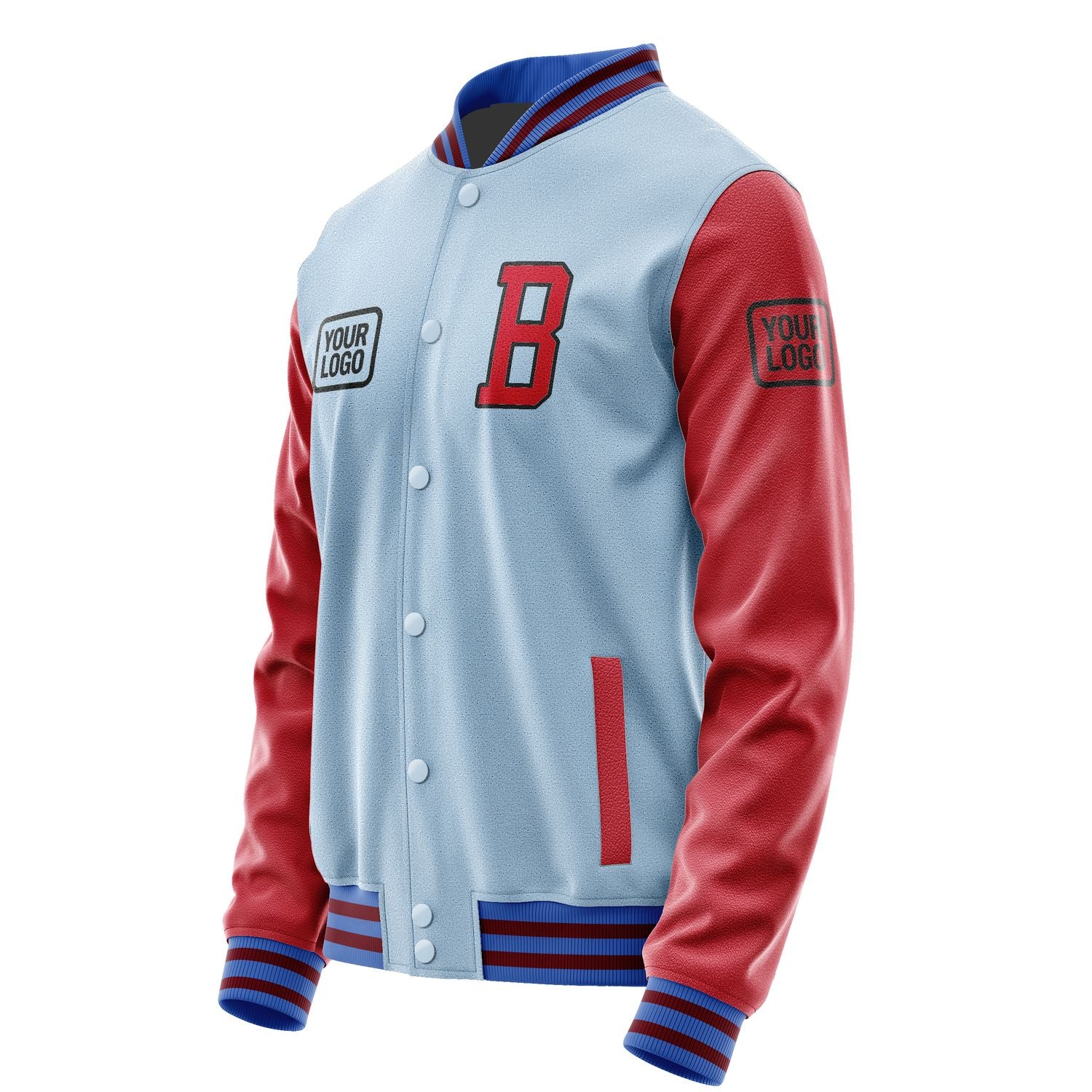 Maßgeschneidertes Hellblau Rot Jacke JA080814091517141417