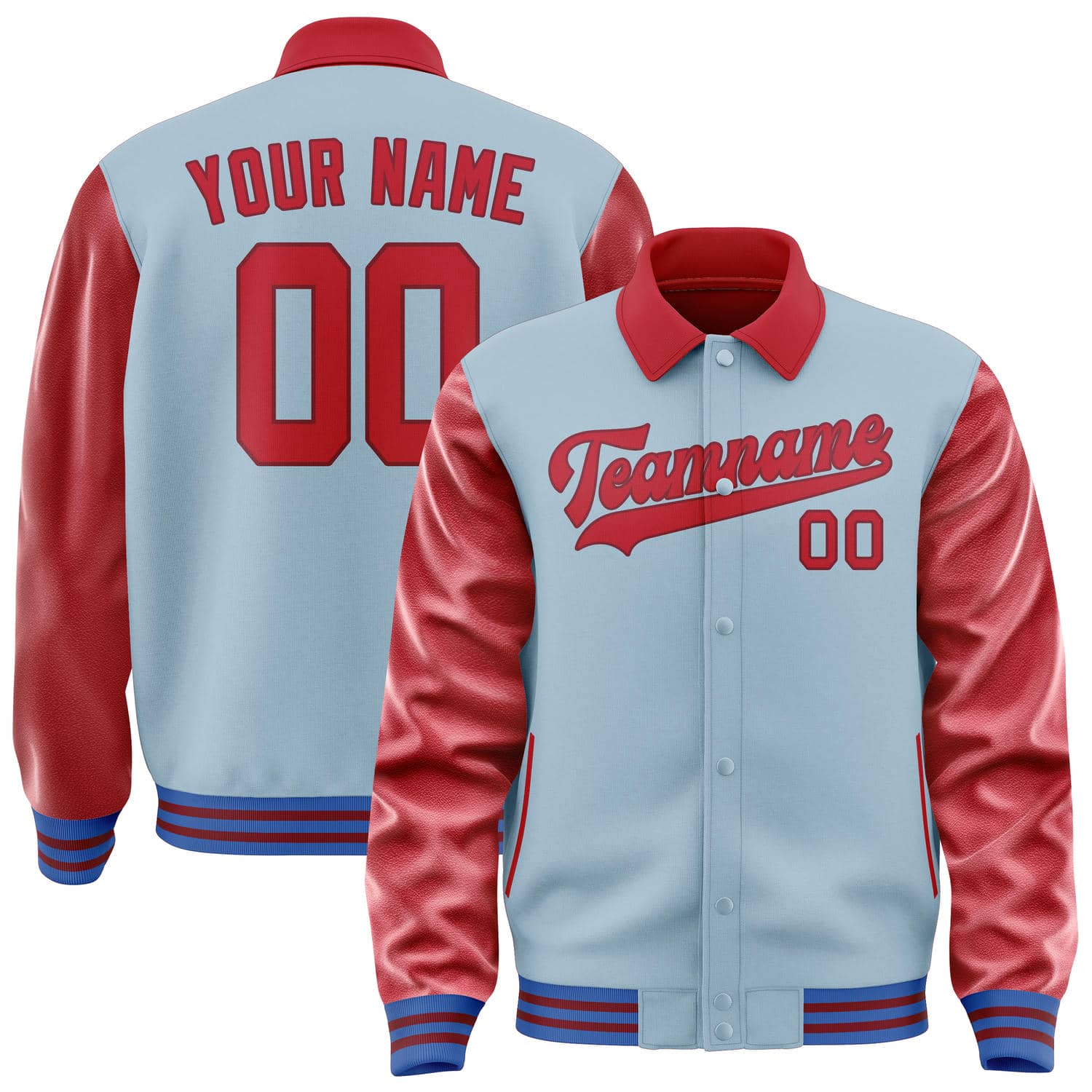 Maßgeschneidertes Hellblau Rot Jacke JA080814091517141417