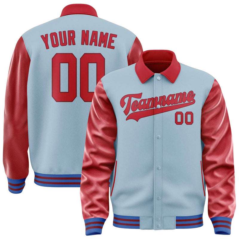 Maßgeschneidertes Hellblau Rot Jacke JA080814091517141417