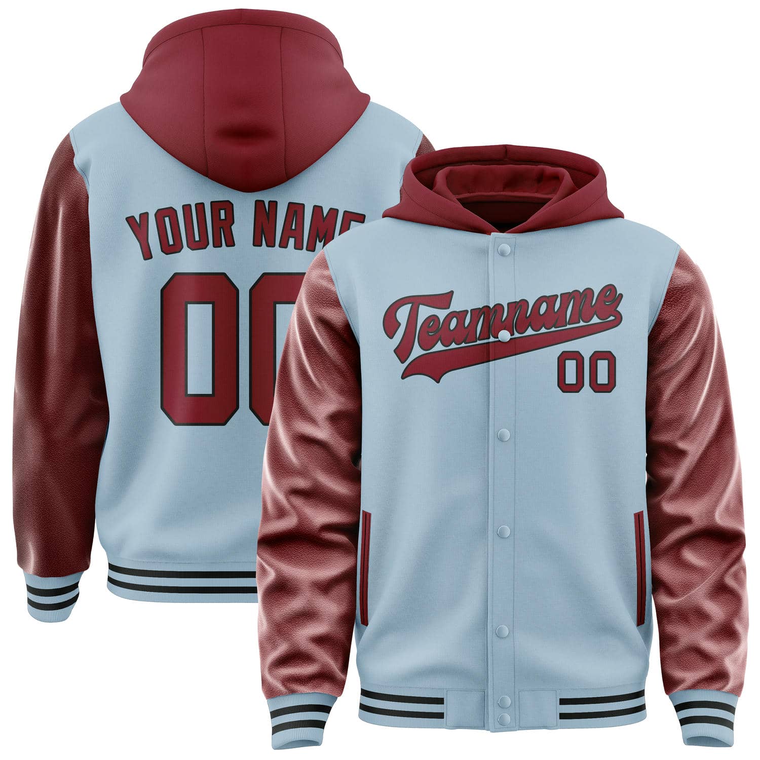 Maßgeschneidertes Hellblau Karmesinrot Jacke