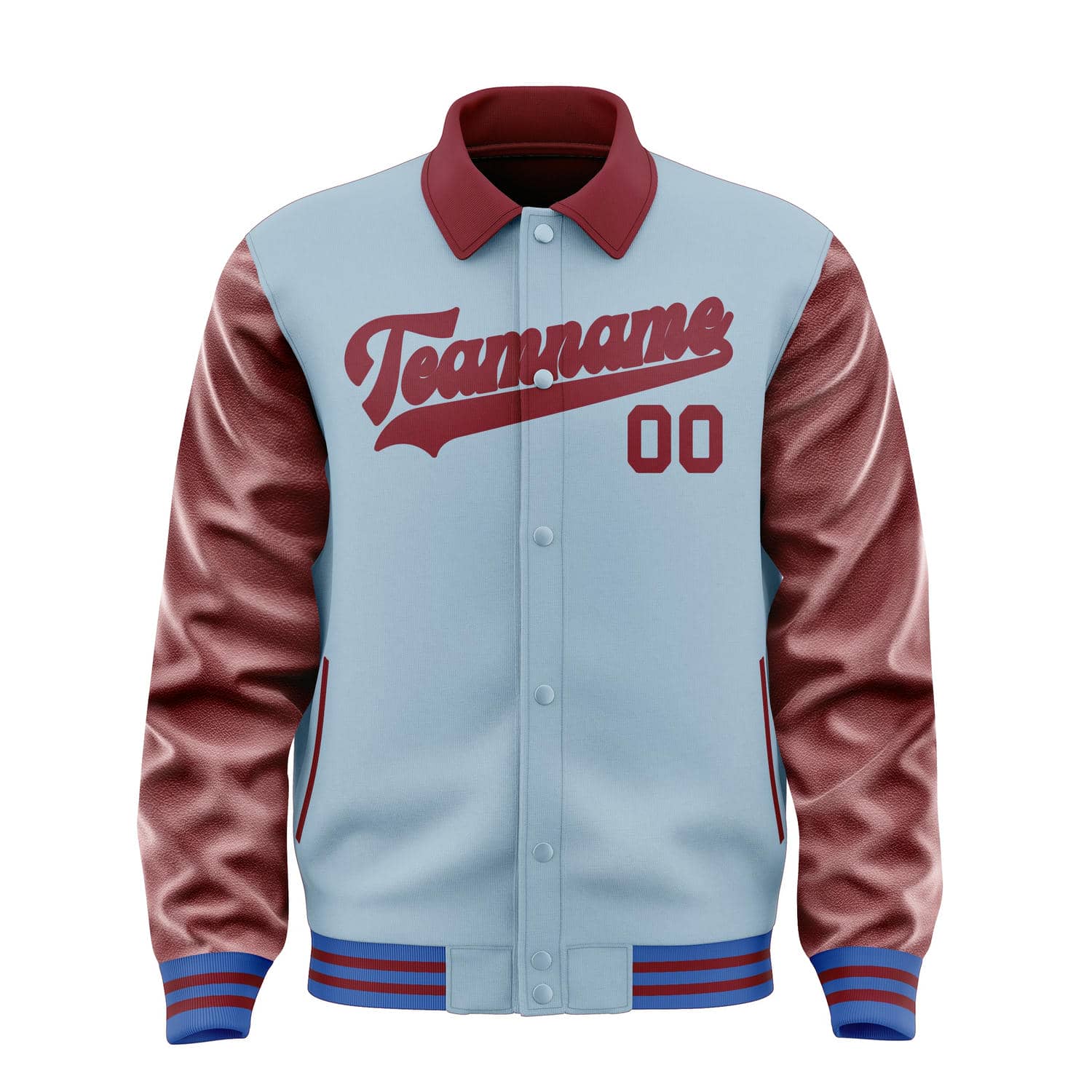 Maßgeschneidertes Hellblau Karmesinrot Jacke