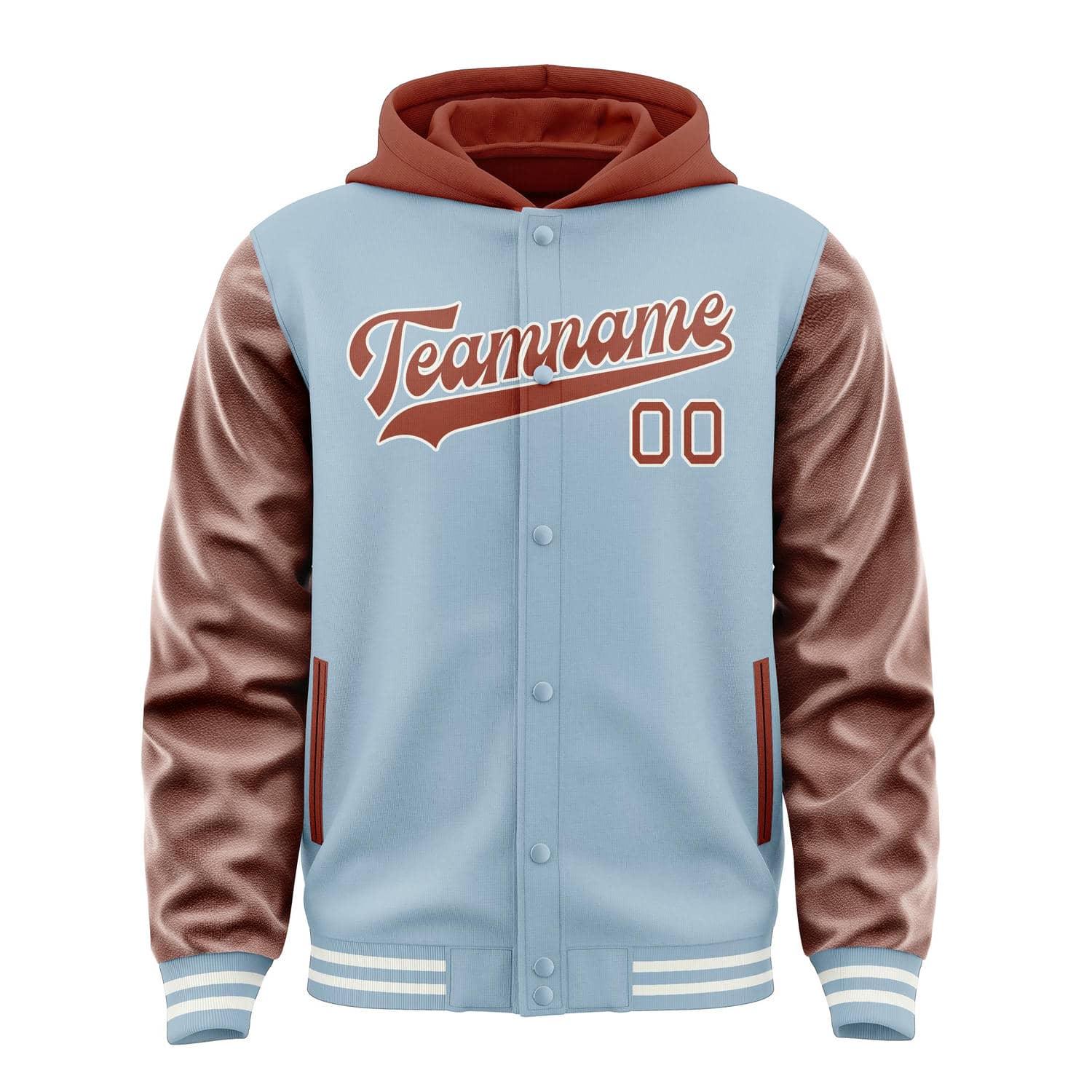 Maßgeschneidertes Hellblau Korallenrot Jacke