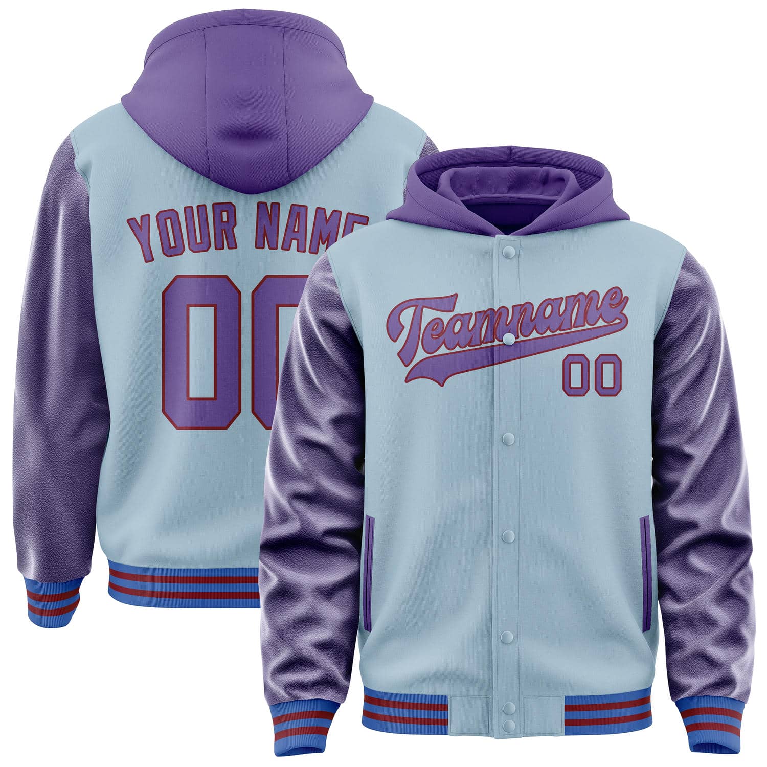 Maßgeschneidertes Hellblau Lavendel Jacke JA080823091517232317