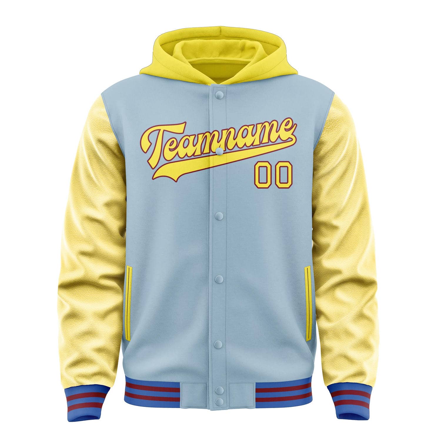 Maßgeschneidertes Hellblau Blassgelb Jacke