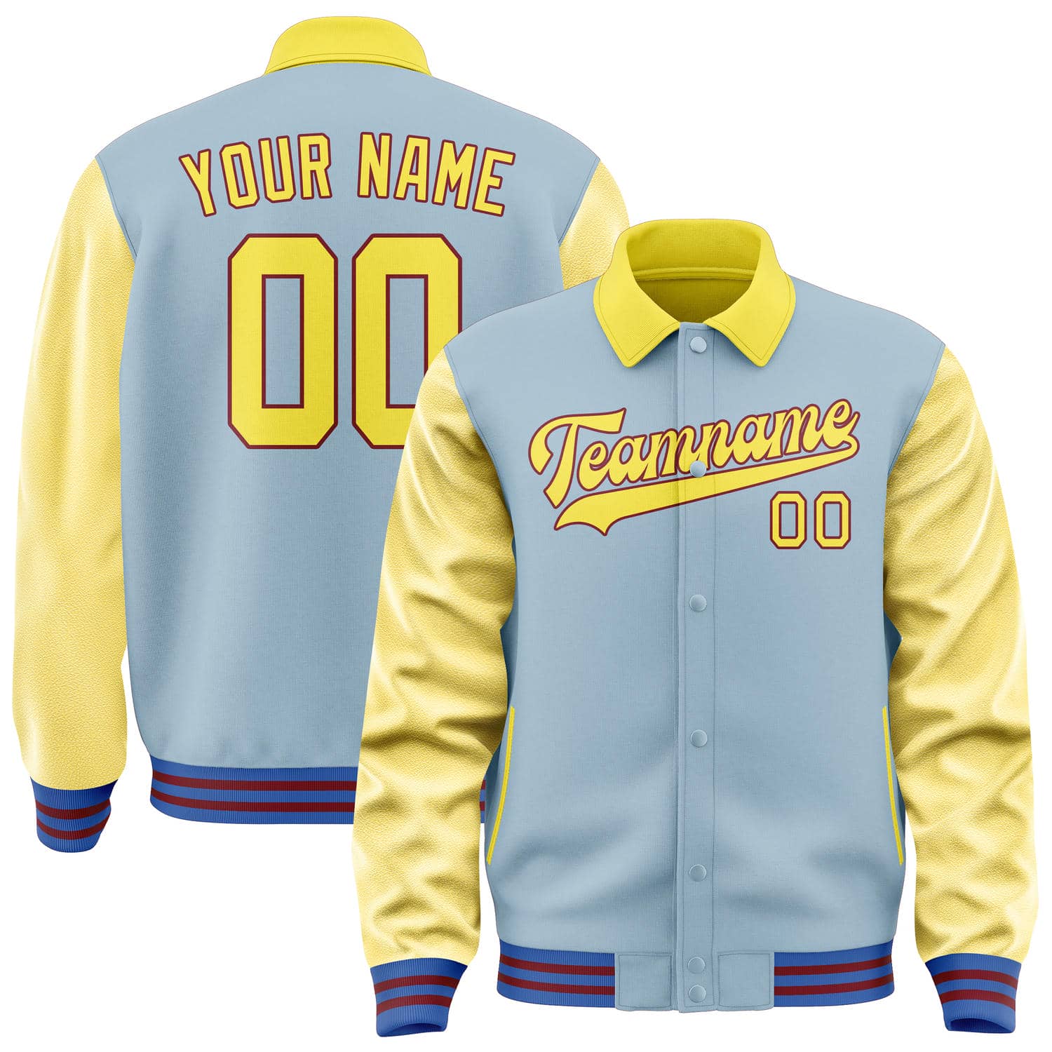 Maßgeschneidertes Hellblau Blassgelb Jacke JA080826091517262617