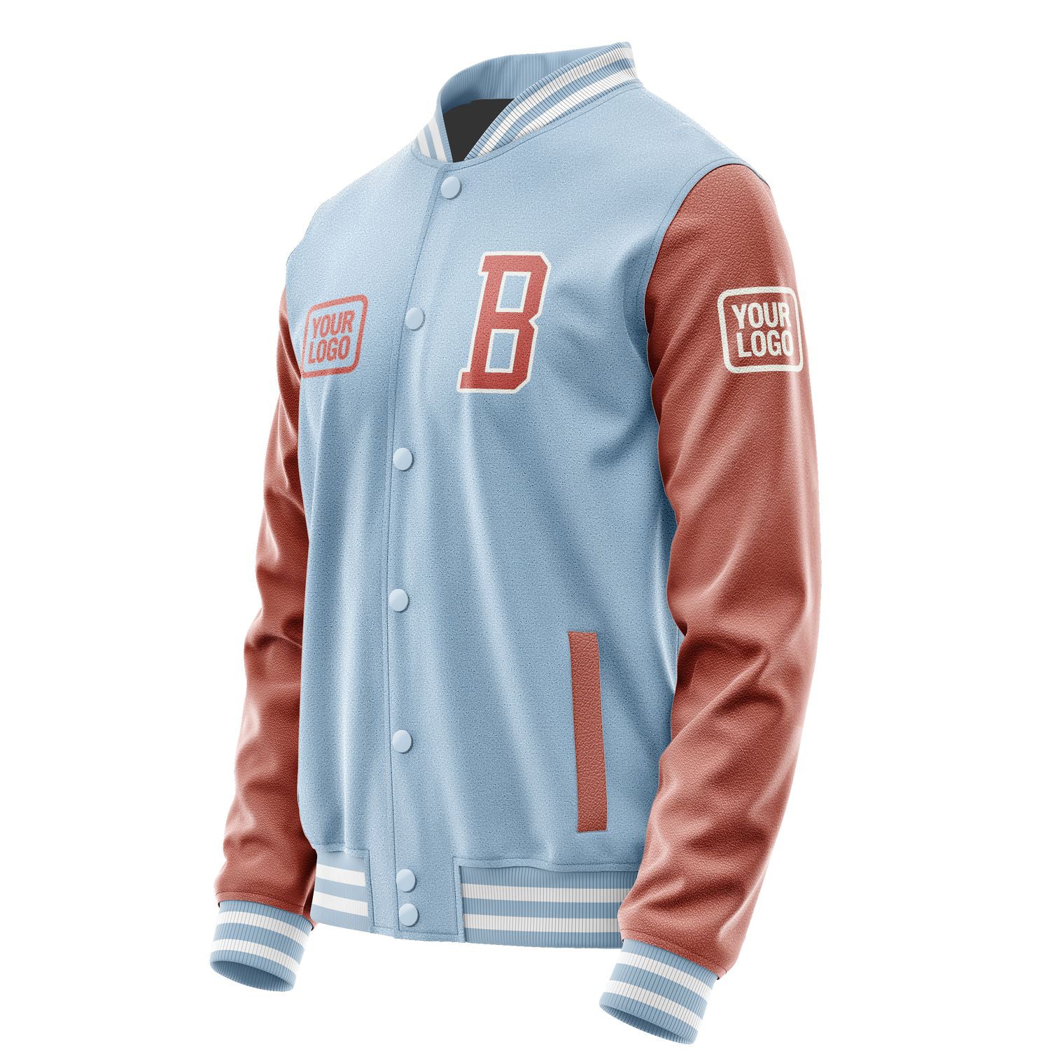 Maßgeschneidertes Hellblau Kupferrose Jacke JA080829081818292918