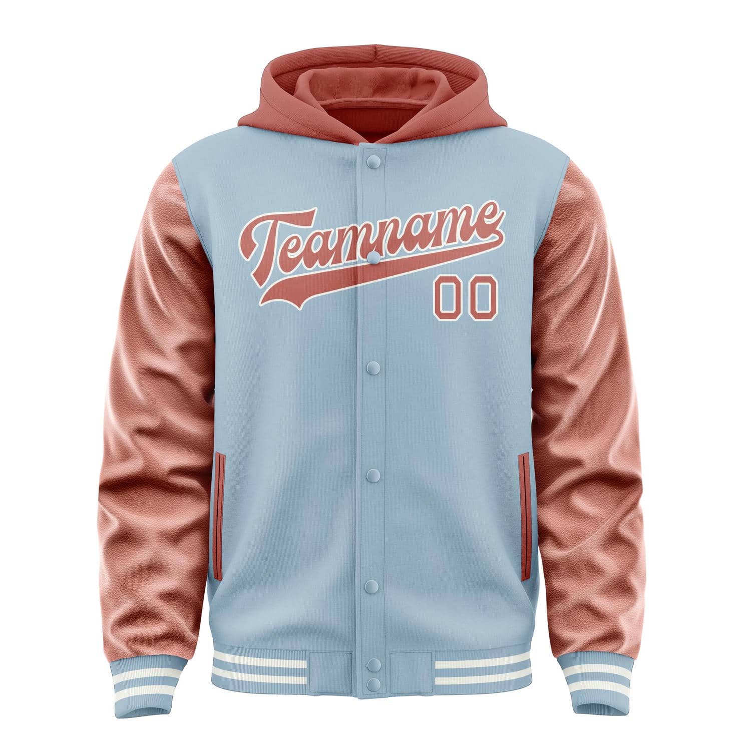 Maßgeschneidertes Hellblau Kupferrose Jacke