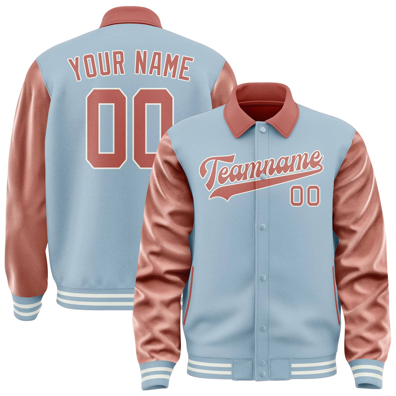 Maßgeschneidertes Hellblau Kupferrose Jacke JA080829081818292918