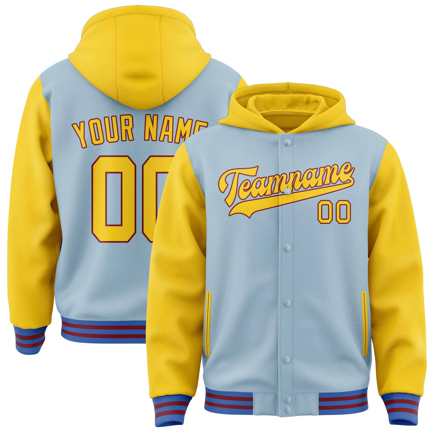 Maßgeschneidertes Hellblau Gold Jacke JA080830091517303017