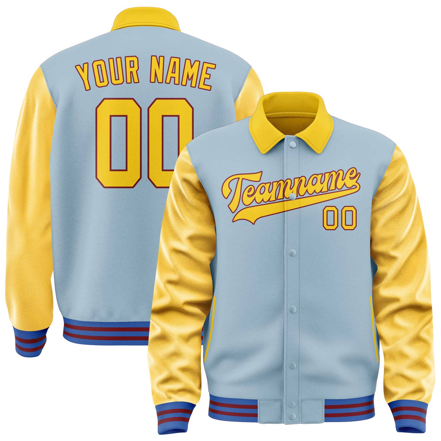 Maßgeschneidertes Hellblau Gold Jacke JA080830091517303017