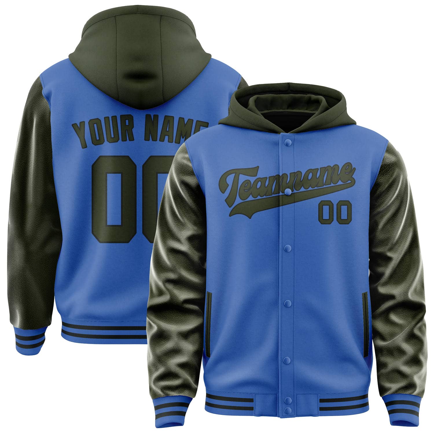Maßgeschneidertes Himmelblau Dunkles Oliv Jacke JA090902091717020217