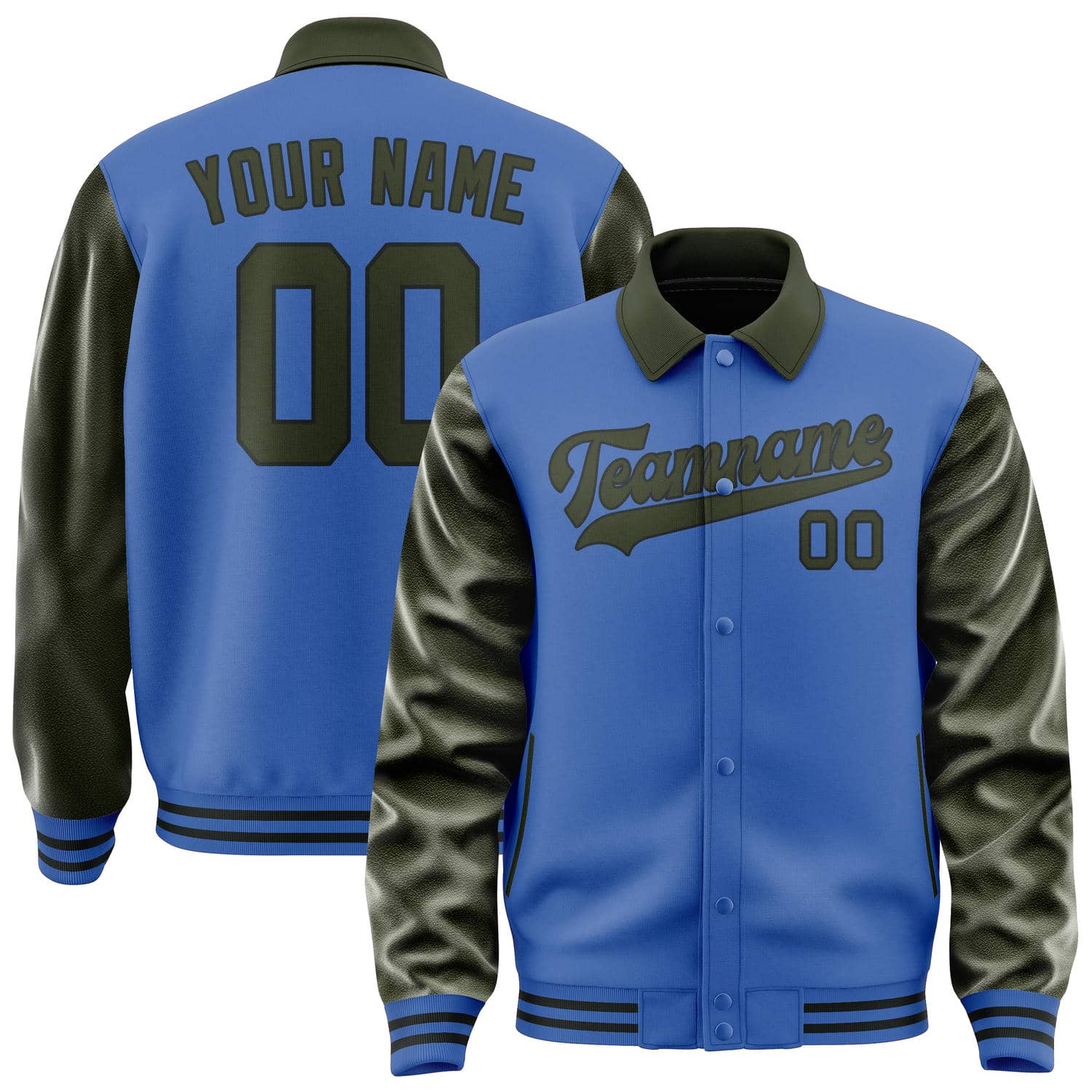 Maßgeschneidertes Himmelblau Dunkles Oliv Jacke JA090902091717020217