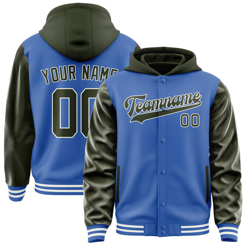 Maßgeschneidertes Himmelblau Dunkles Oliv Jacke JA090902091818020218