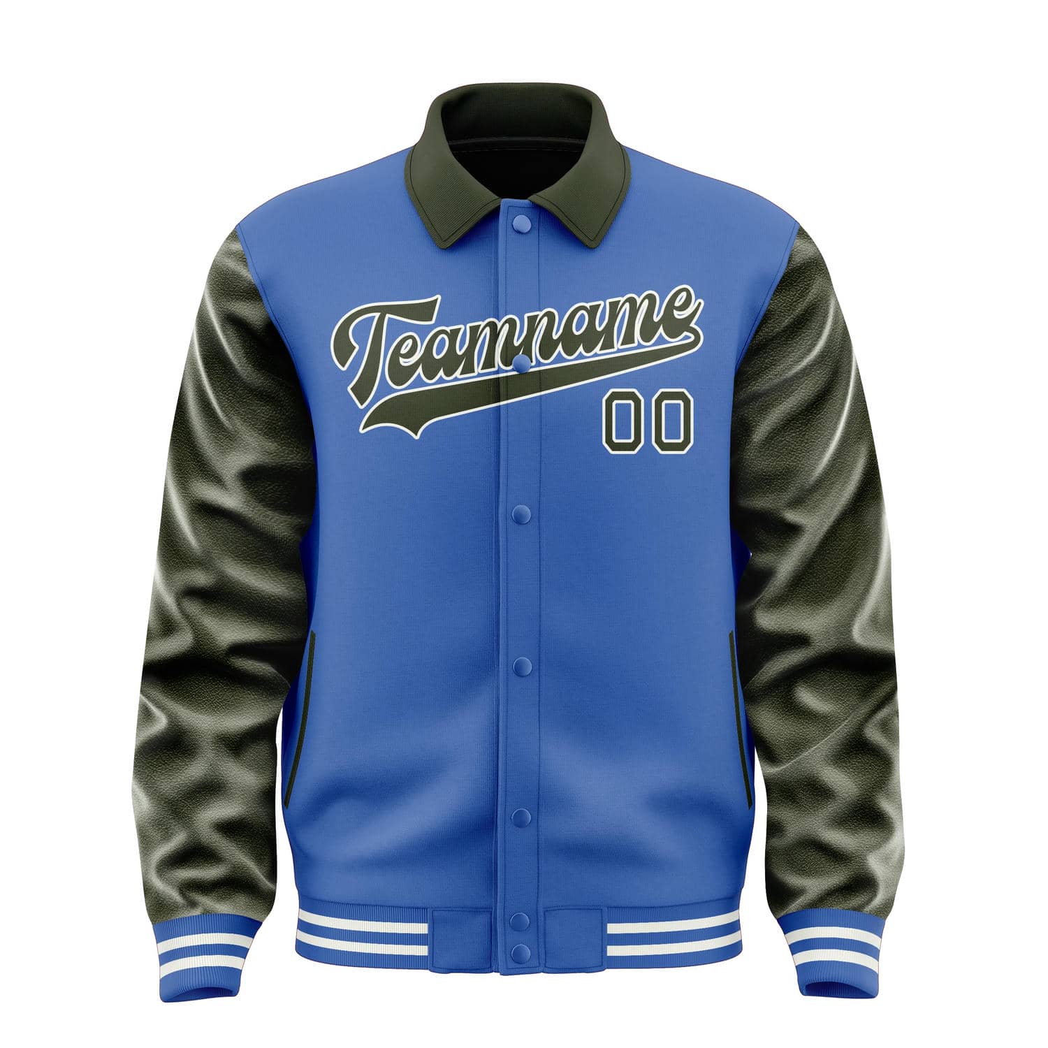 Maßgeschneidertes Himmelblau Dunkles Oliv Jacke