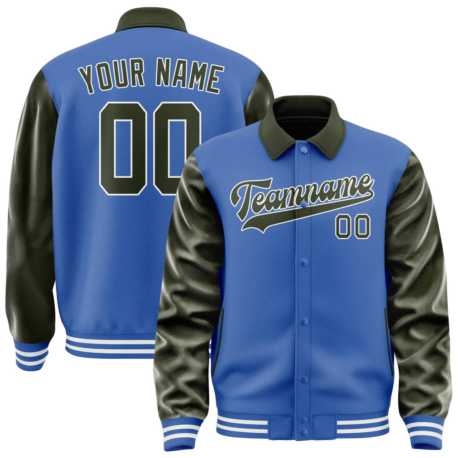 Maßgeschneidertes Himmelblau Dunkles Oliv Jacke JA090902091818020218